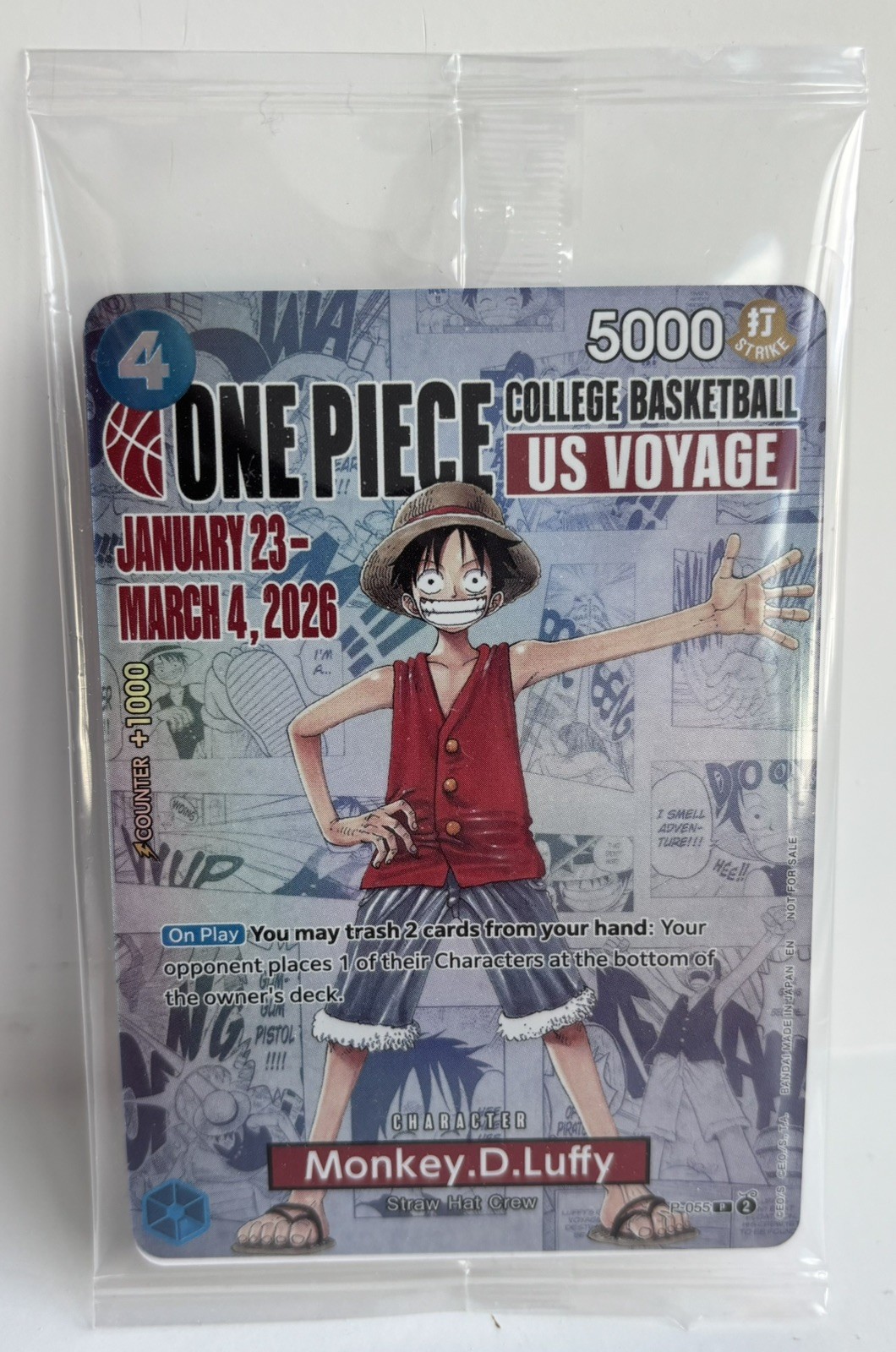 2026 ONE PIECE COLLEGE BASKETBALL US VOYAGE #055 MONKEY D. LUFFY SEALED MINT