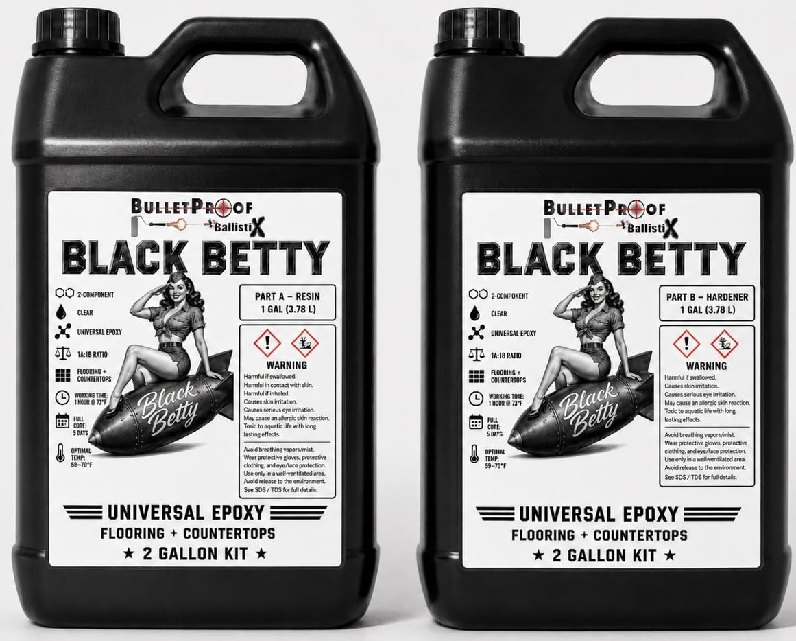 Bulletproof Resins: Black Betty Universal Clear Epoxy System - 1:1 Ratio Bulletproof Resins: Black Betty Universal Clear Epoxy System - 1:1 Ratio