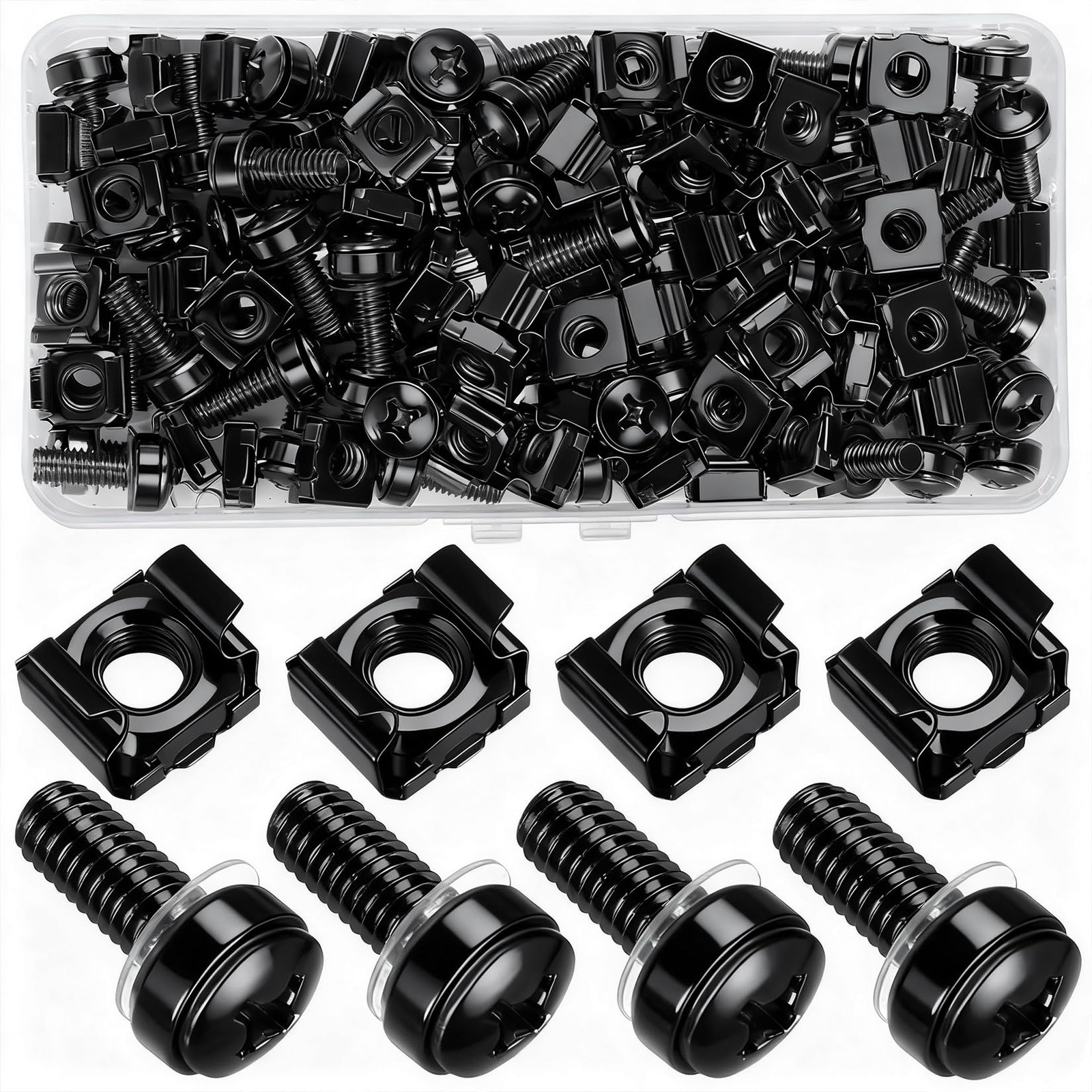 40 Pcs/20 Set Rack Mount Screws and Cage Nuts for Server M6x20MM, black 