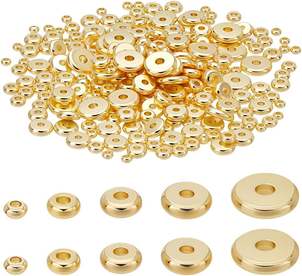 300 Pcs 18K Gold Filled Flat round Spacer Beads Set 300 Pcs 18K Gold Filled Flat round Spacer Beads Set