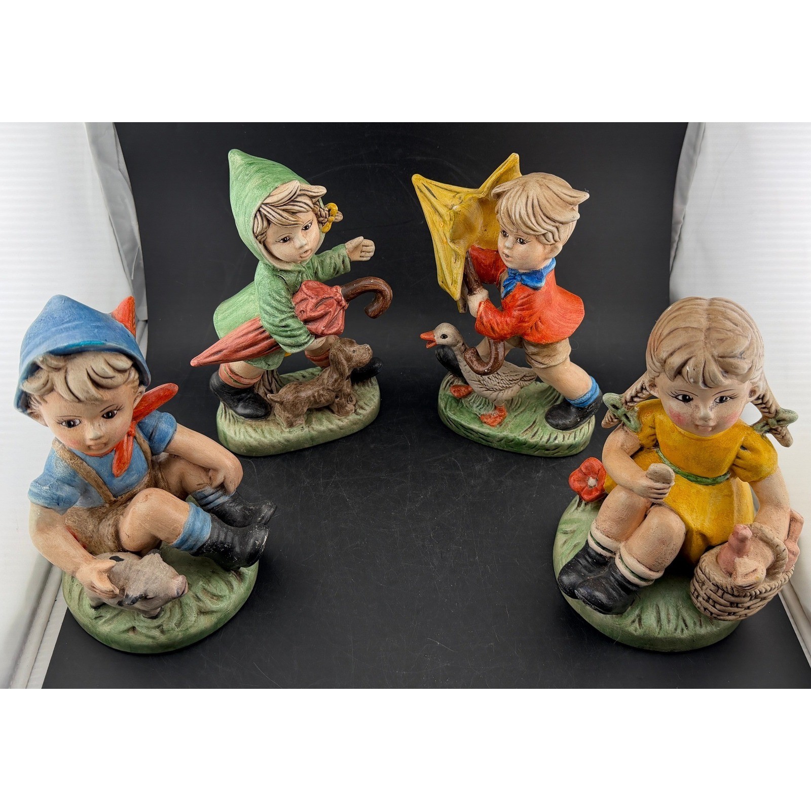 Vintage Style Ceramic Children Figurines-Set of 4 Hand Painted Mid Century Decor