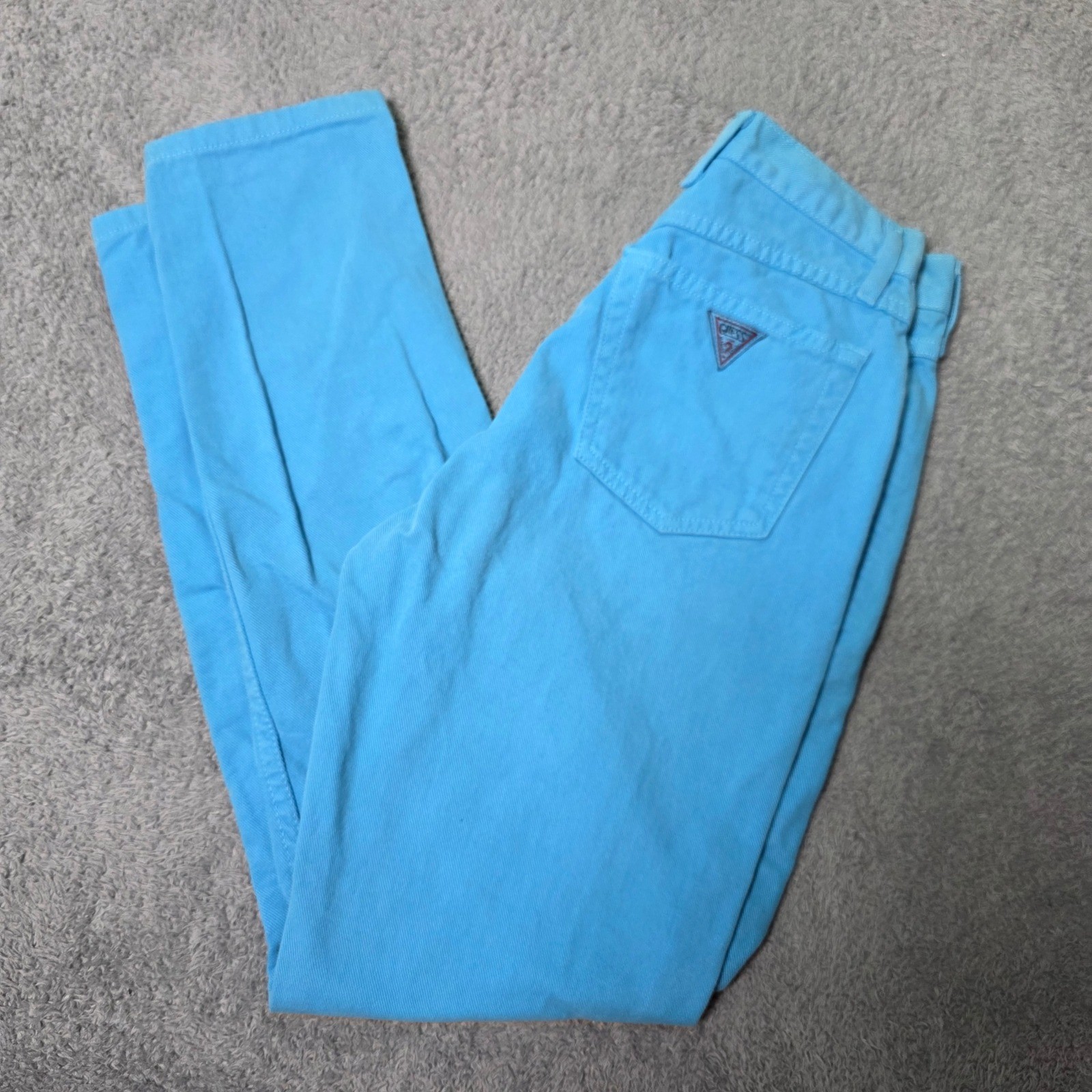 Guess Womens 27 Vintage High Rise Tapered Jeans Turquoise Blue Made in USA