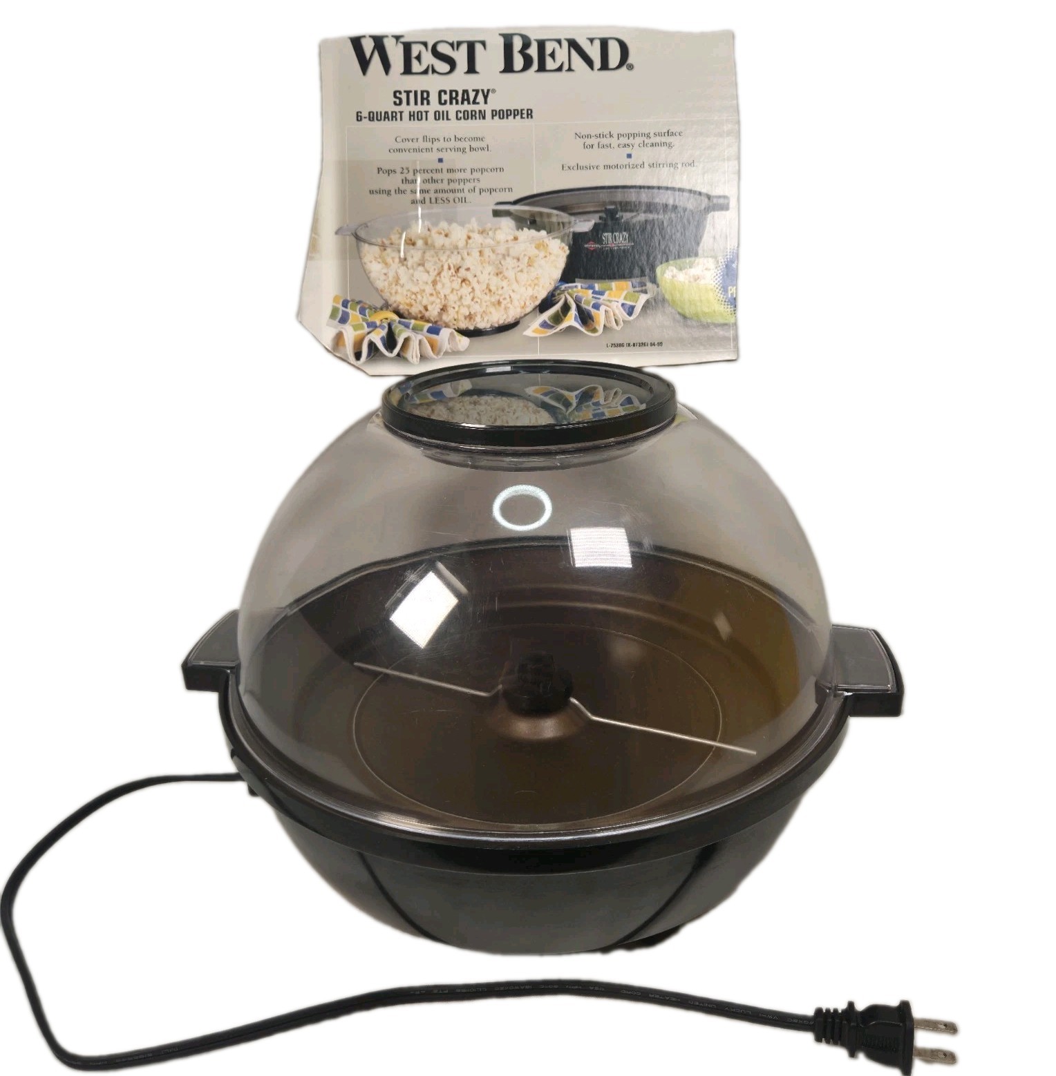 Vintage West Bend STIR CRAZY 6 Quart Auto Stir Popcorn Popper USA Tested Working Vintage West Bend STIR CRAZY 6 Quart Auto Stir Popcorn Popper USA Tested Working