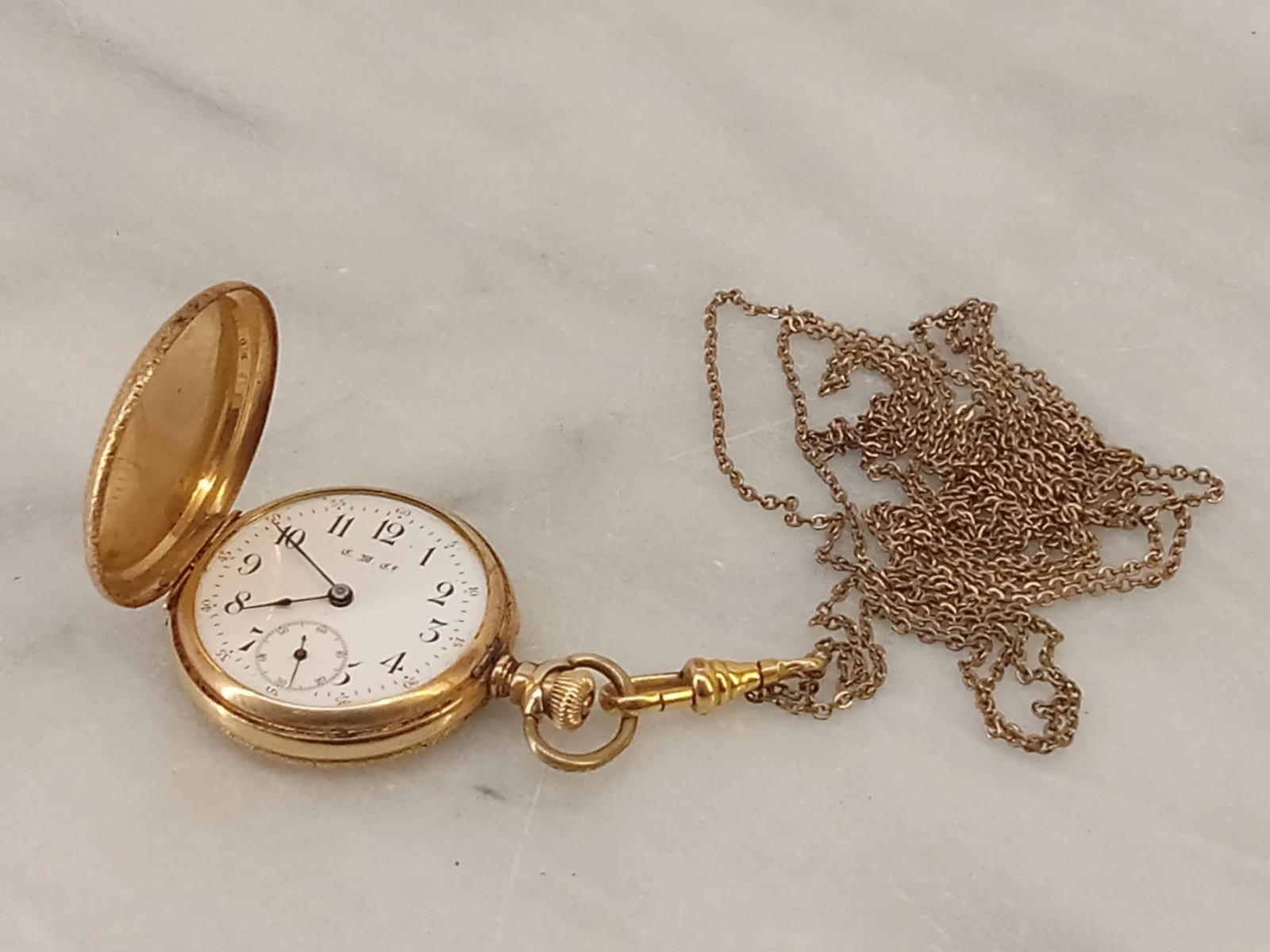Vintage Continental Watch Co. Warranted 14K Gold Hunter Pocket Watch RUNS