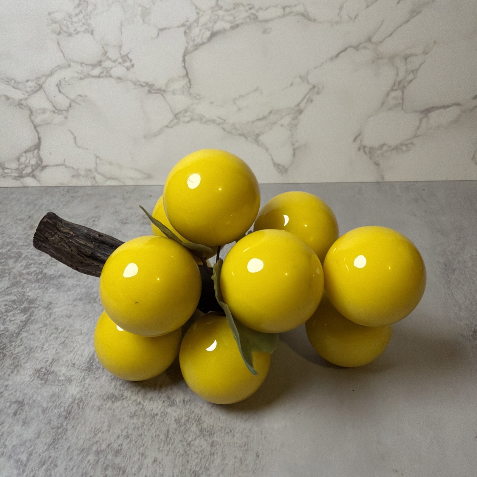 SUPERB Vintage MCM YELLOW Lucite Grapes 7” Long RARE LOOK