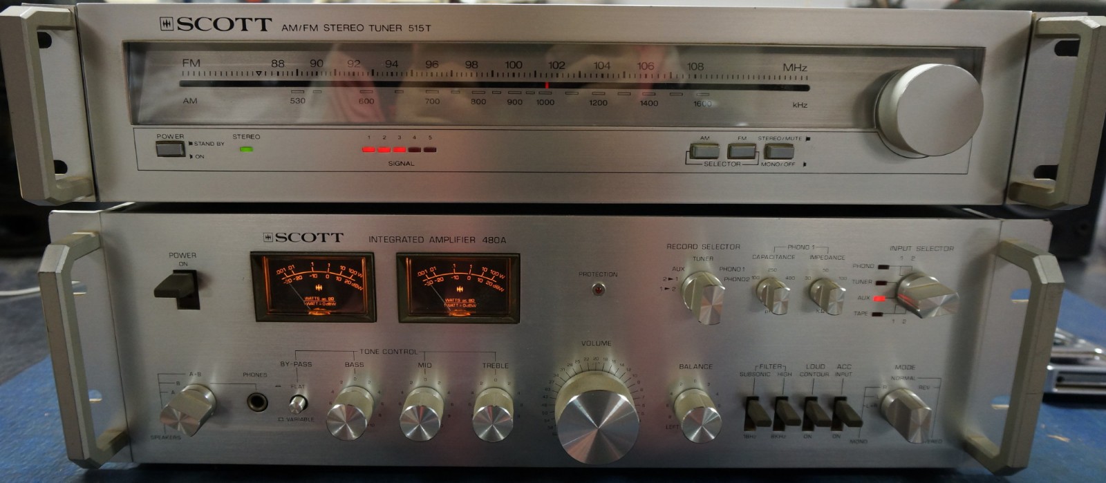 VINTAGE H.H.SCOTT 480-A INTEGRATED AMP AND MATCHING 515 TUNER COMBO EXCELLENT