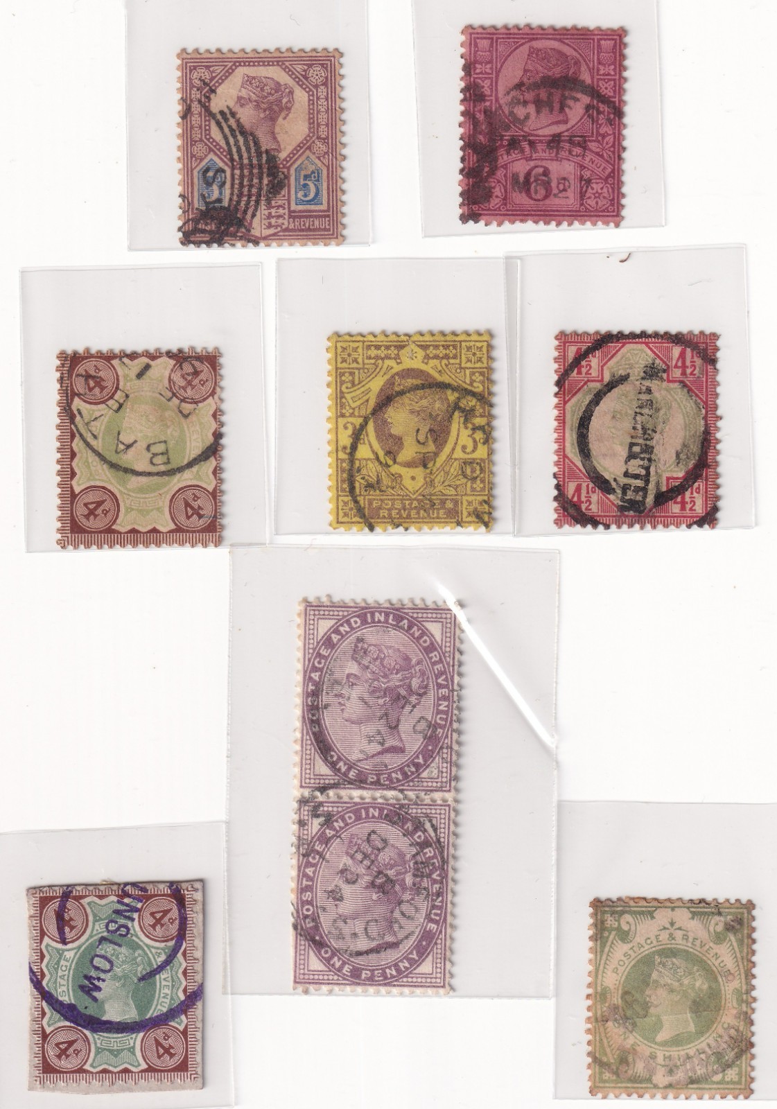 GB QV+ Classic Used Stamp Lot – 8 Stamps Incl. Pair AS-IS