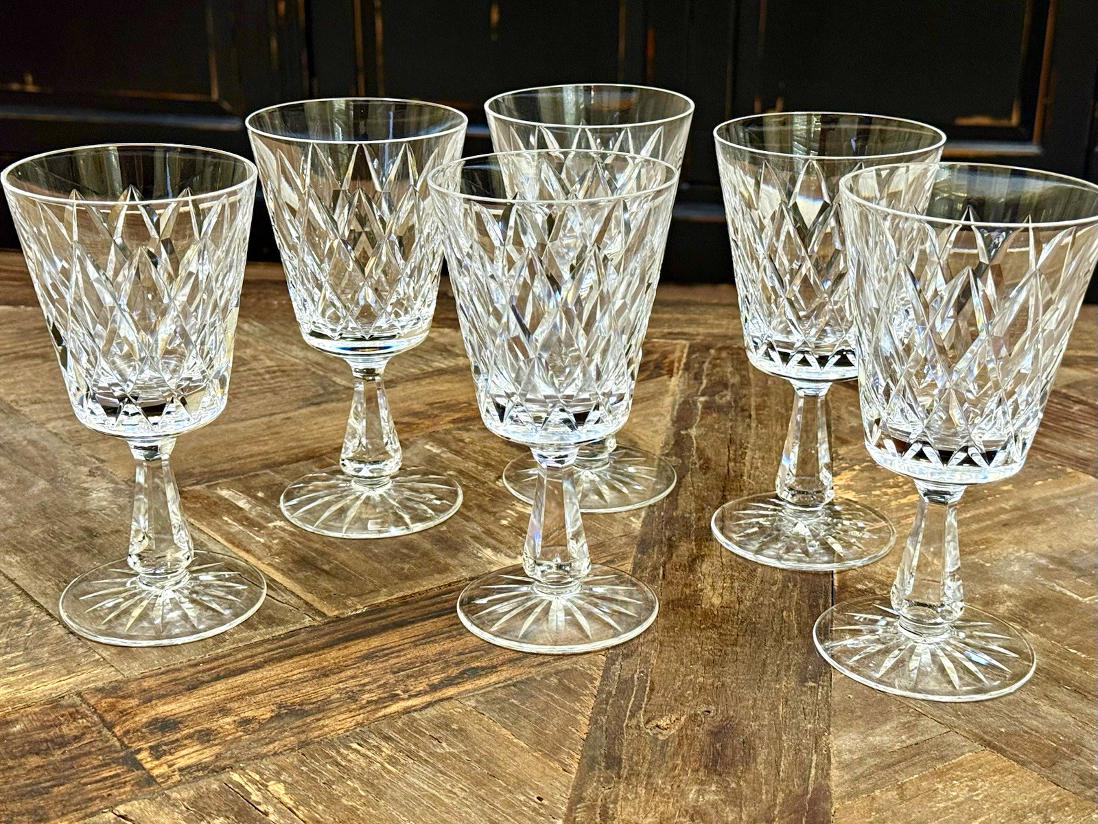 Waterford Crystal Kinsale Water Goblets Glasses / Stems 6 3/4” Vintage Set of 6