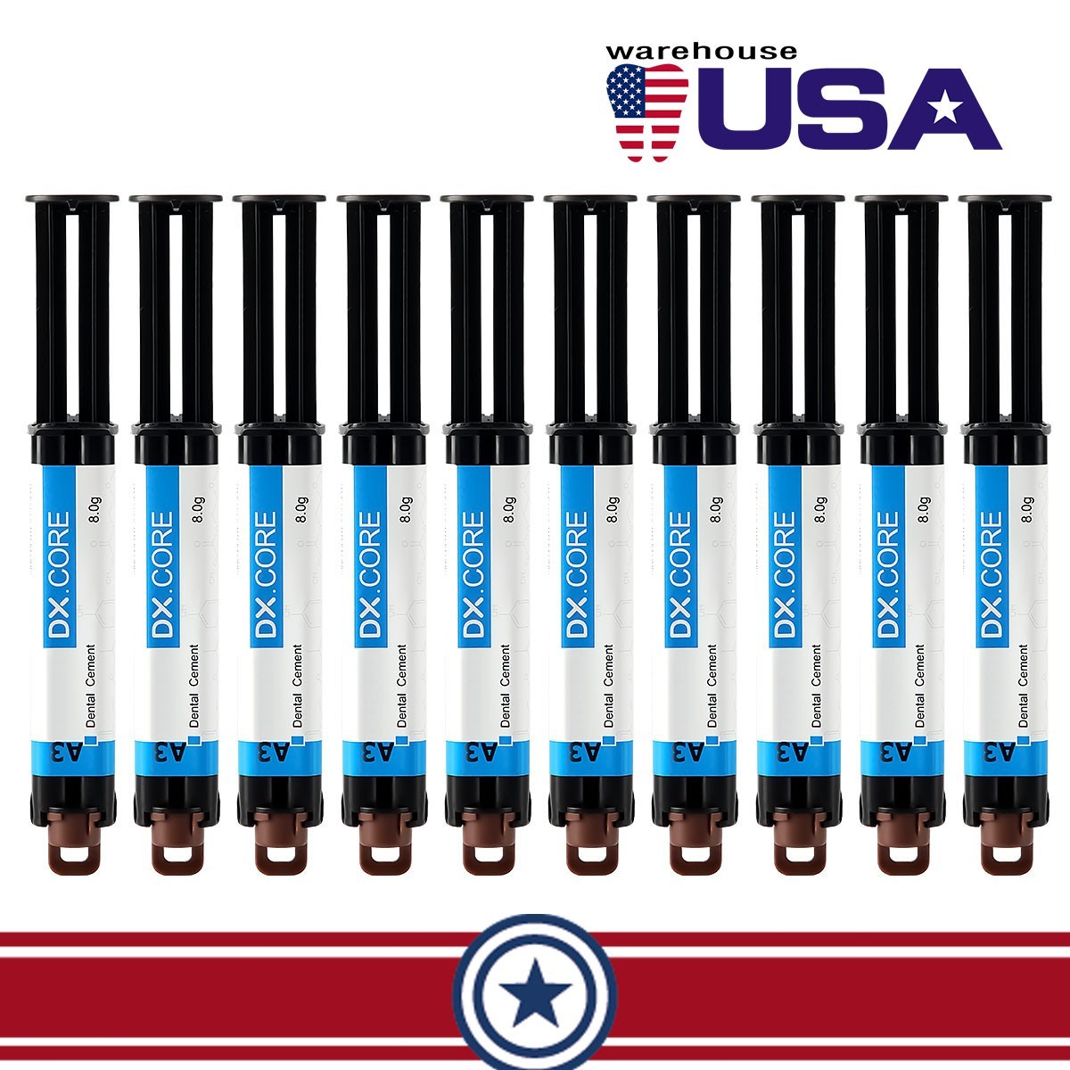 10X Dental Dual Cure Flowable Composite Resin Refill Core Build Up A3 8g/Syringe