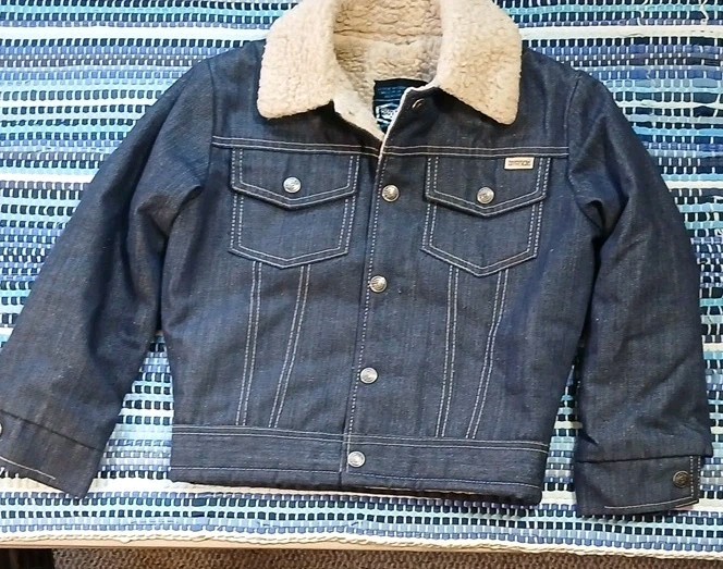 Vtg 70s Sears Toughskins Sherpa Lined Denim Trucker Jacket Dark Indigo Boys 6/8 Vtg 70s Sears Toughskins Sherpa Lined Denim Trucker Jacket Dark Indigo Boys 6/8