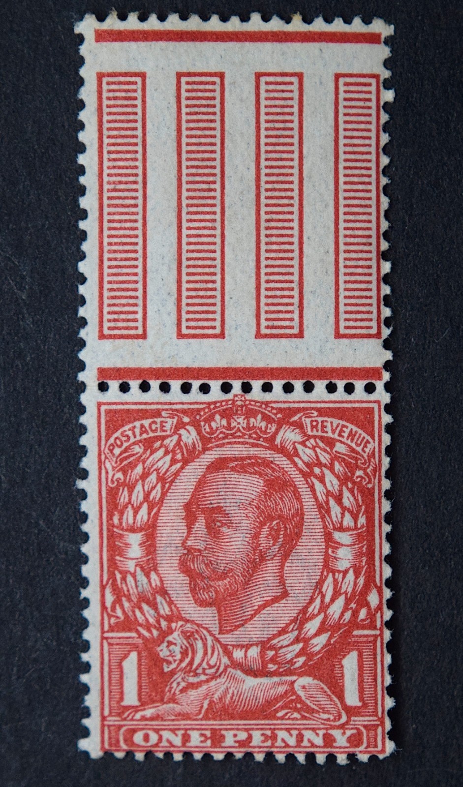 GB SG343 1912 KGV 1d Aniline Scarlet, Wmk Imp. Crown, Mint UMM, c.£275 GB SG343 1912 KGV 1d Aniline Scarlet, Wmk Imp. Crown, Mint UMM, c.£275