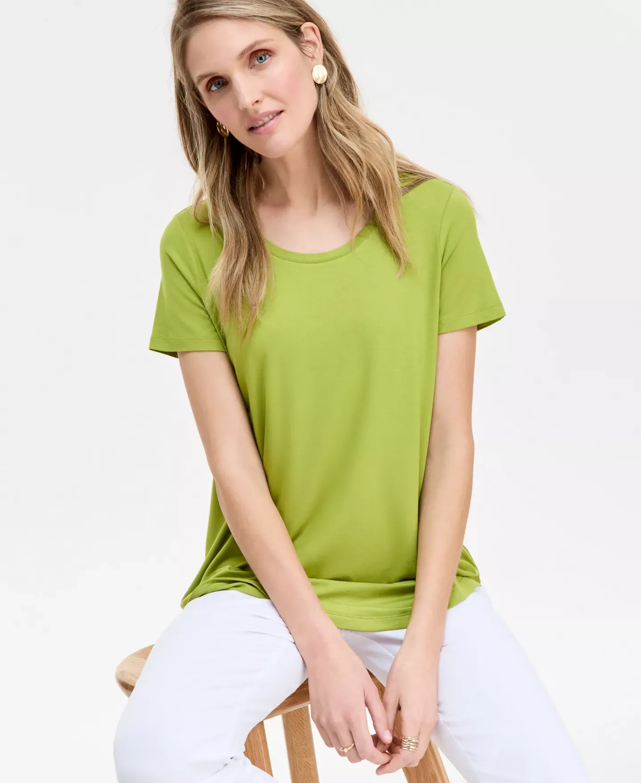JM Collection Women\'s Top Sz M Scoop-Neck Short Sleeve