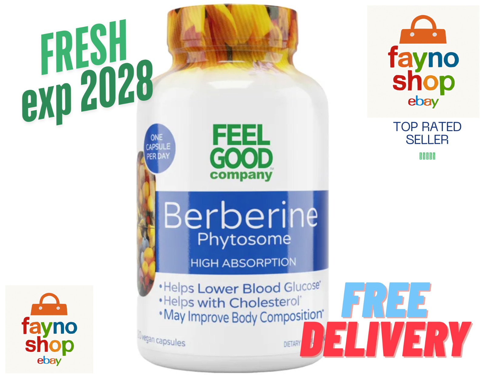 Feel Good Superfoods Berberine Phytosome 550mg 120 Count Exp: 01/28  FRESH 