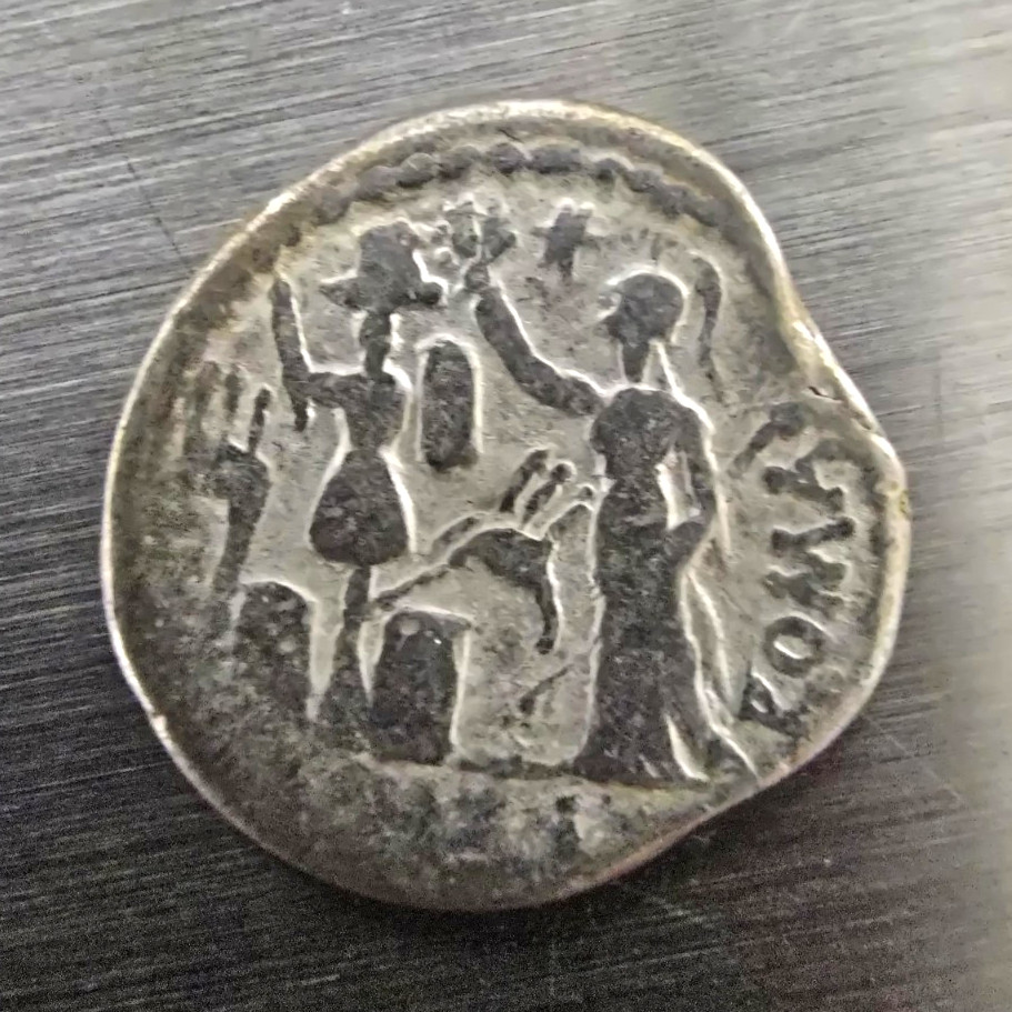 Roman Republic M Furius Philus AR Denarius 119 BC Janus Trophy Crawford 281/1
