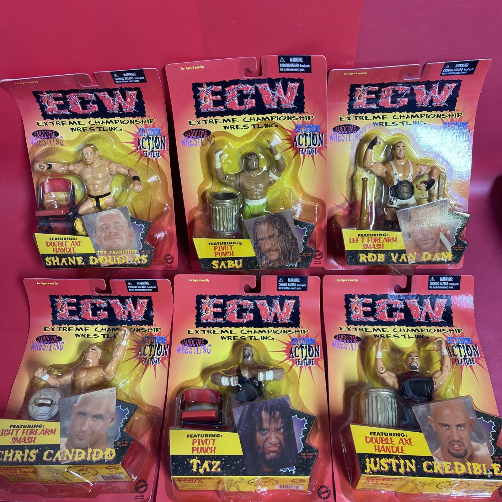 ECW Series 1 Complete Set of 6 OSFTM - RVD Sabu Taz Candido Shane Justin In Box ECW Series 1 Complete Set of 6 OSFTM - RVD Sabu Taz Candido Shane Justin In Box
