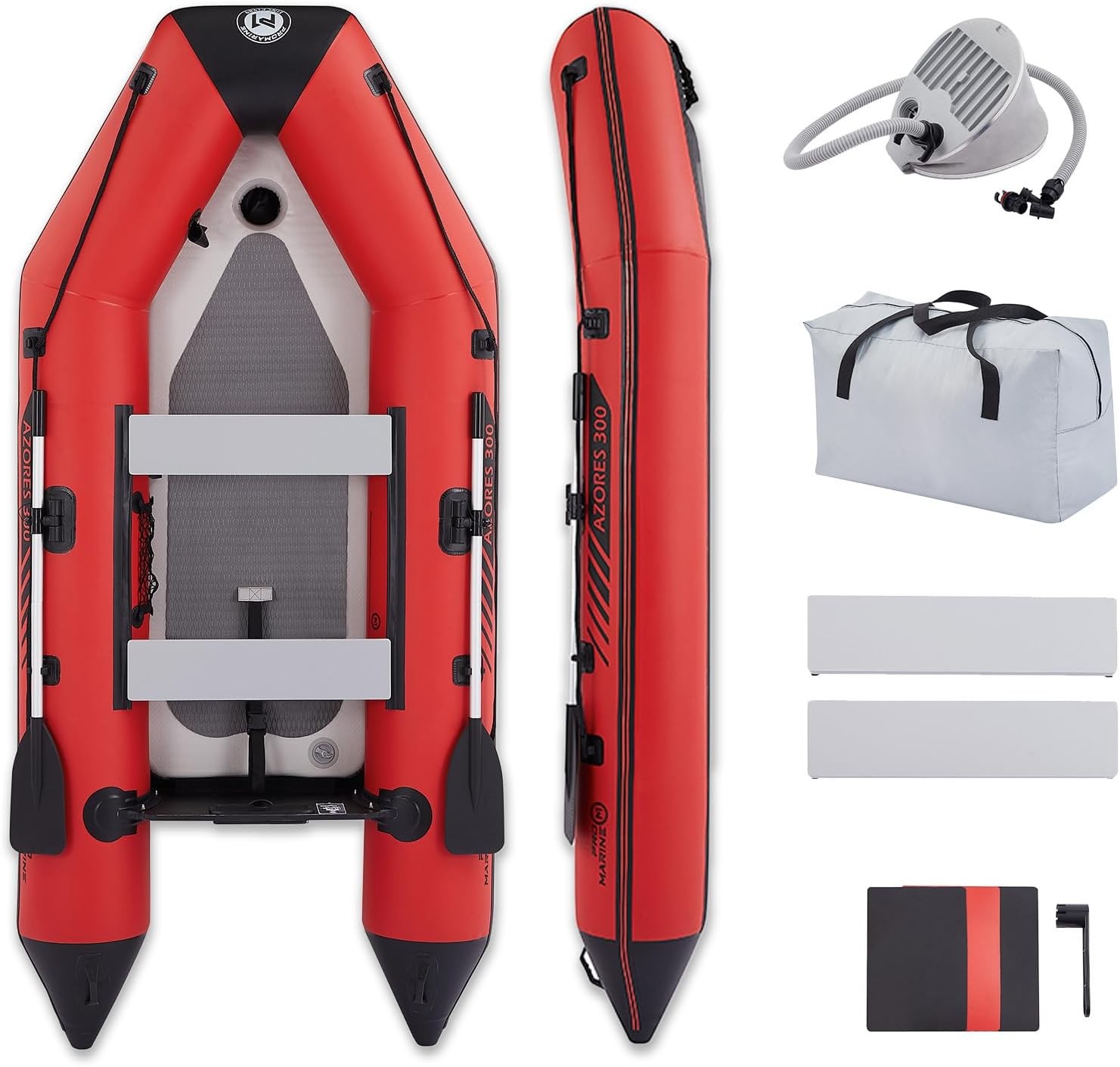 Inflatable Dinghy Boats Raft Fishing Pontoon Boat Set , Fishing Rod Holders