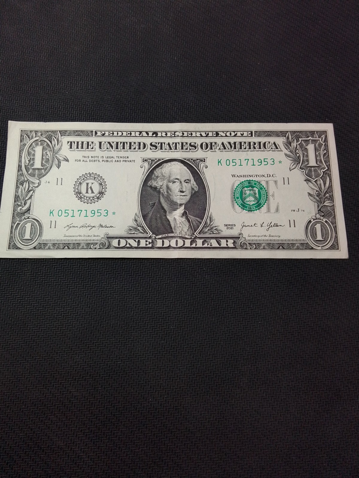 $1 Replacement Note Fancy Serial Number Birthday Note K05171953* May,17th 1953. $1 Replacement Note Fancy Serial Number Birthday Note K05171953* May,17th 1953.