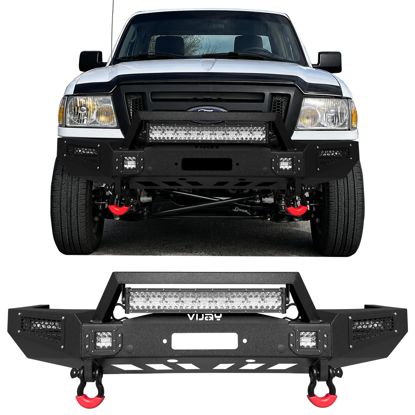 Steel Front Bumper For 1998-2012 Ford Ranger w/D-Rings Winch Plate Off-Road