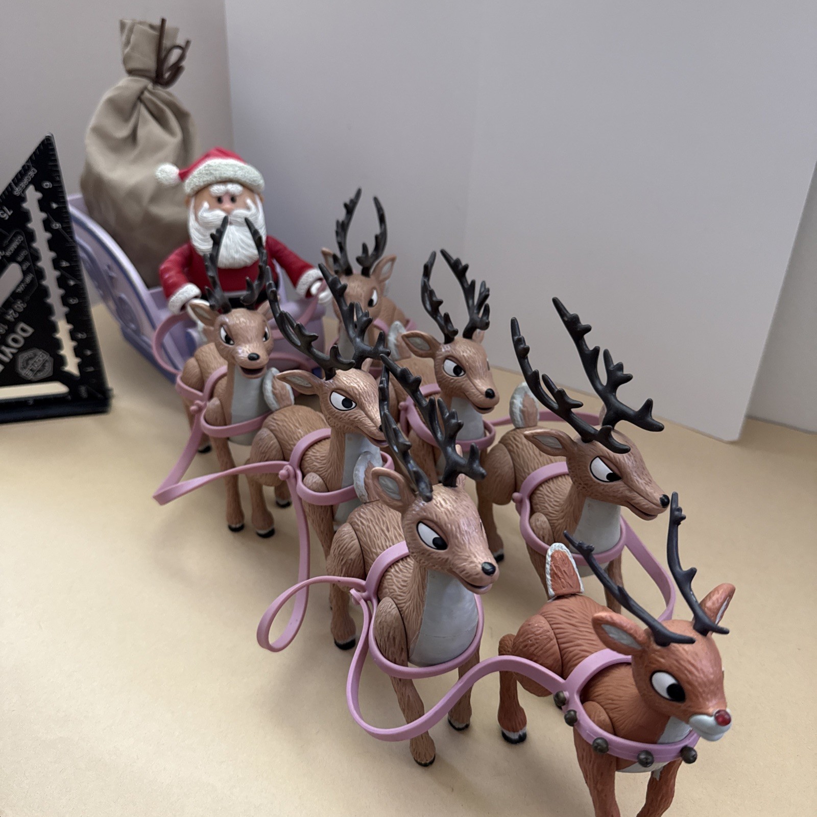 Memory Lane Rudolph Red Nosed Reindeer Santa’s Sleigh & Reindeer Team - Complete