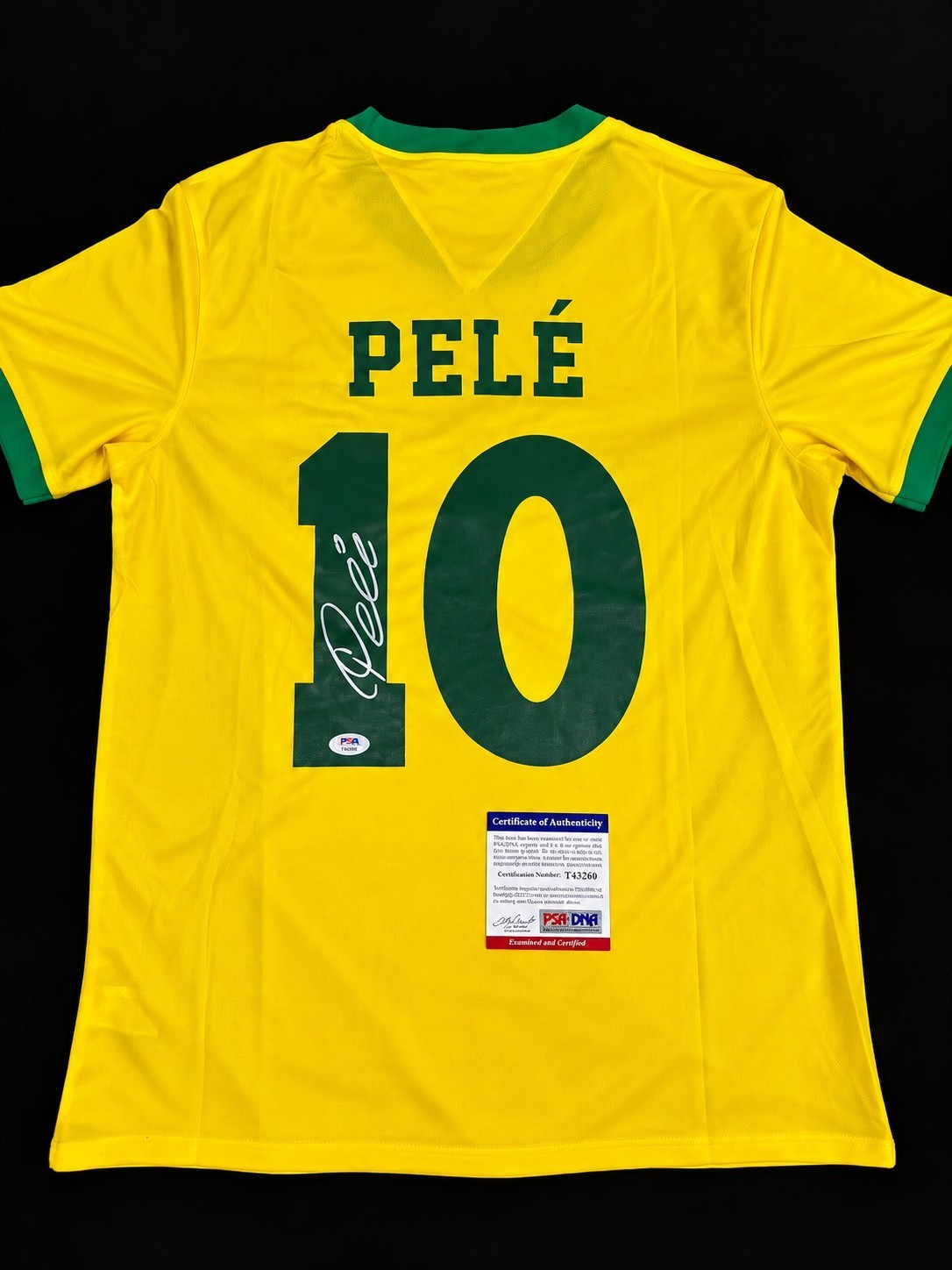 Signed Brazil Soccer Pele Jersey #10 Autographed PSA COA Jersey