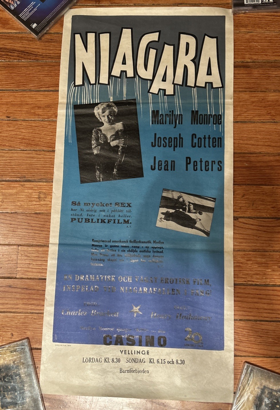 MARILYN MONROE 1953 PAPER POSTER “NIAGARA” FROM SWEDEN VERY RARE