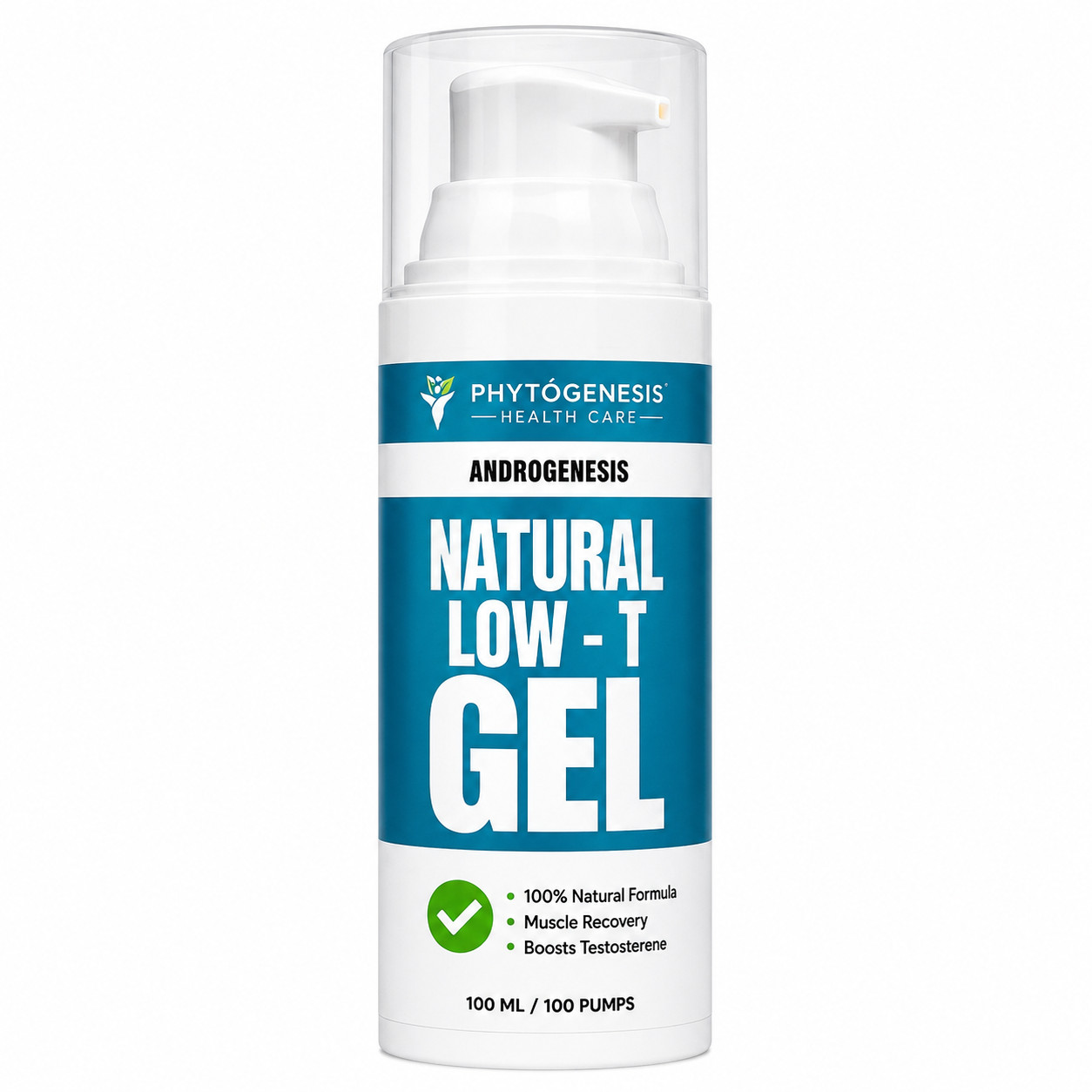 ANDROGENESIS Natural Low-T Support Gel - T Booster for Men - 1 Month Supply