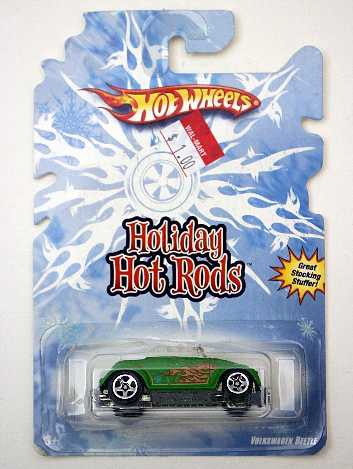 2008 Mattel\'s Hot Wheels HOLIDAY HOT RODS Green Volkswagen Beetle w/ Flames