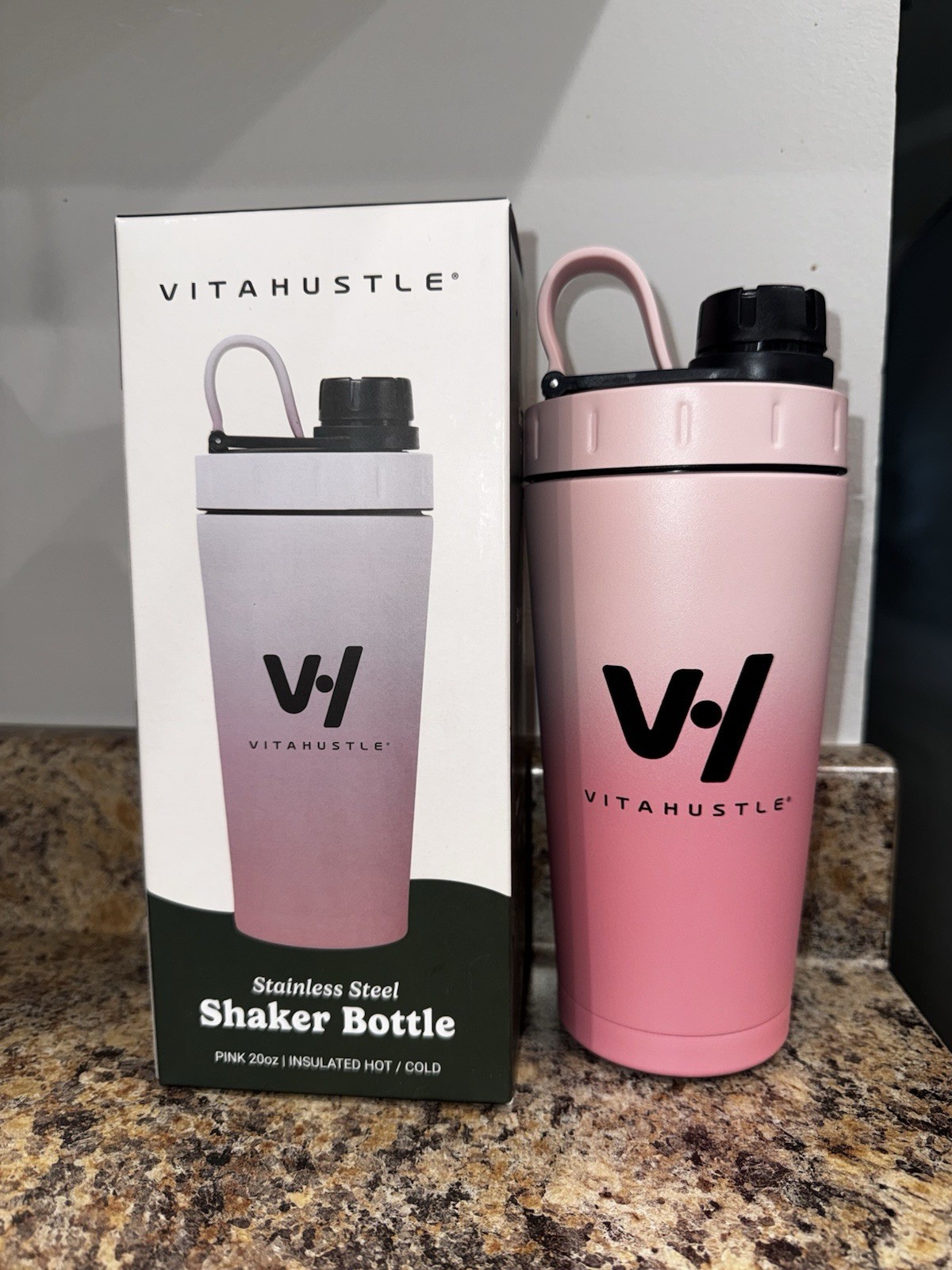 VitaHustle Stainless Steel Shaker Cup with Twist Off Cap, Leakproof,Blender Ball VitaHustle Stainless Steel Shaker Cup with Twist Off Cap, Leakproof,Blender Ball