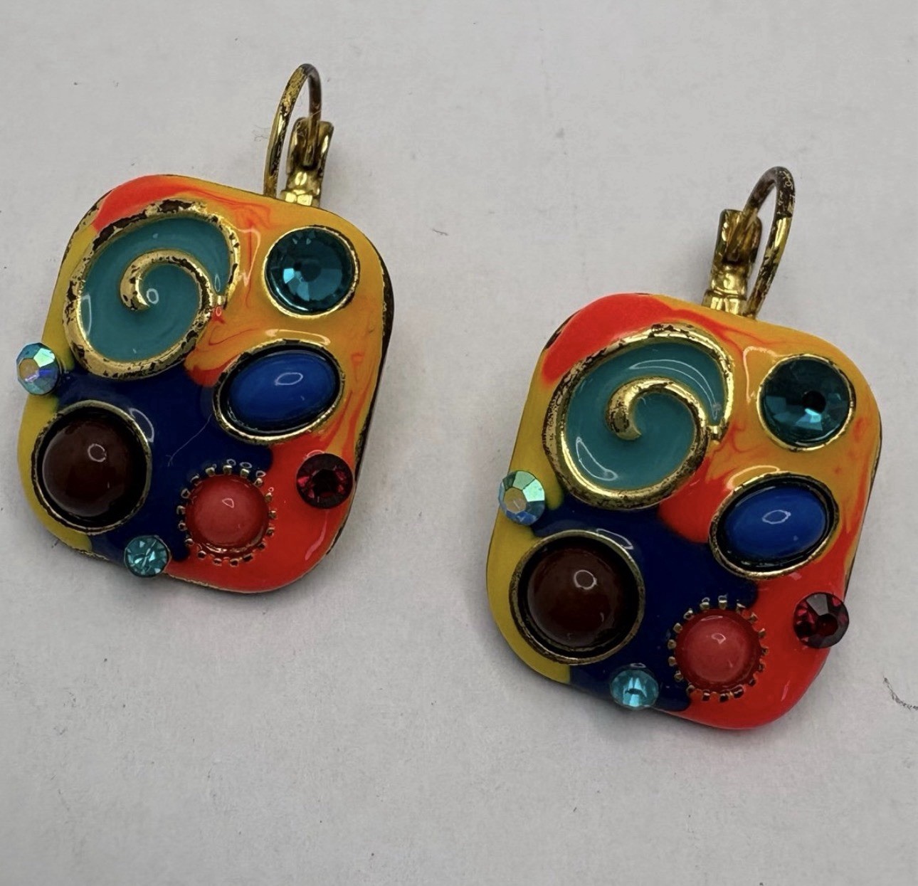 Vintage Michael Golan Painted Confetti Earrings