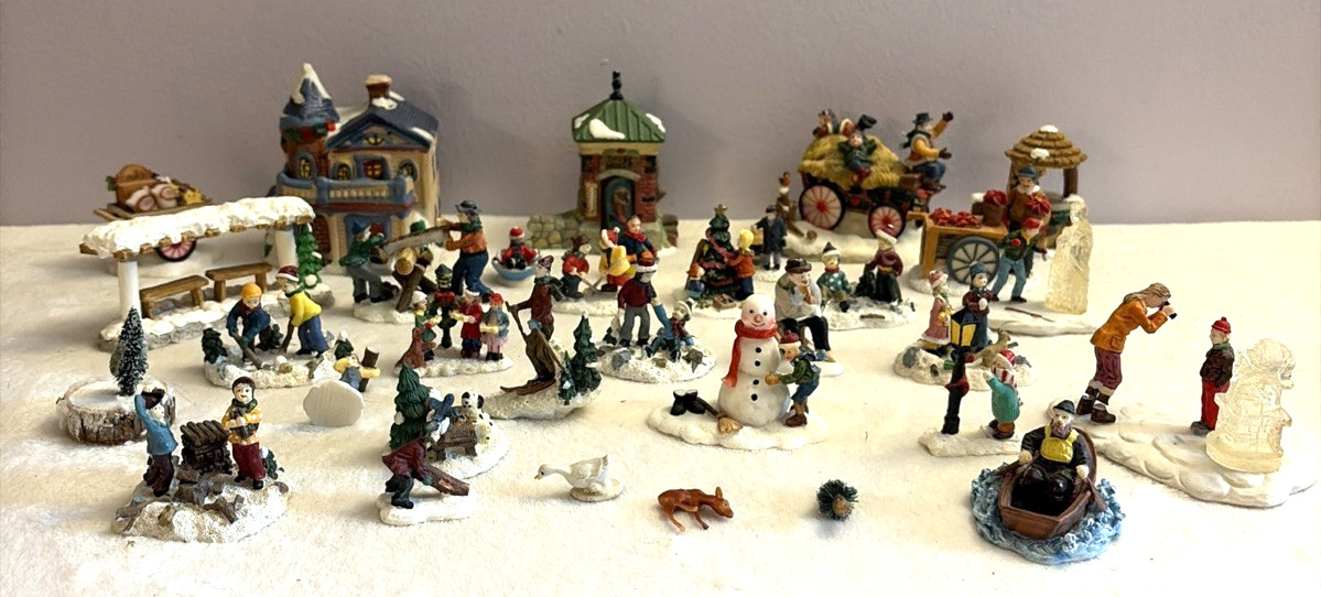 Vintage Lemax Friends Christmas Village Lot 32pc Accessories House Retired Huge
