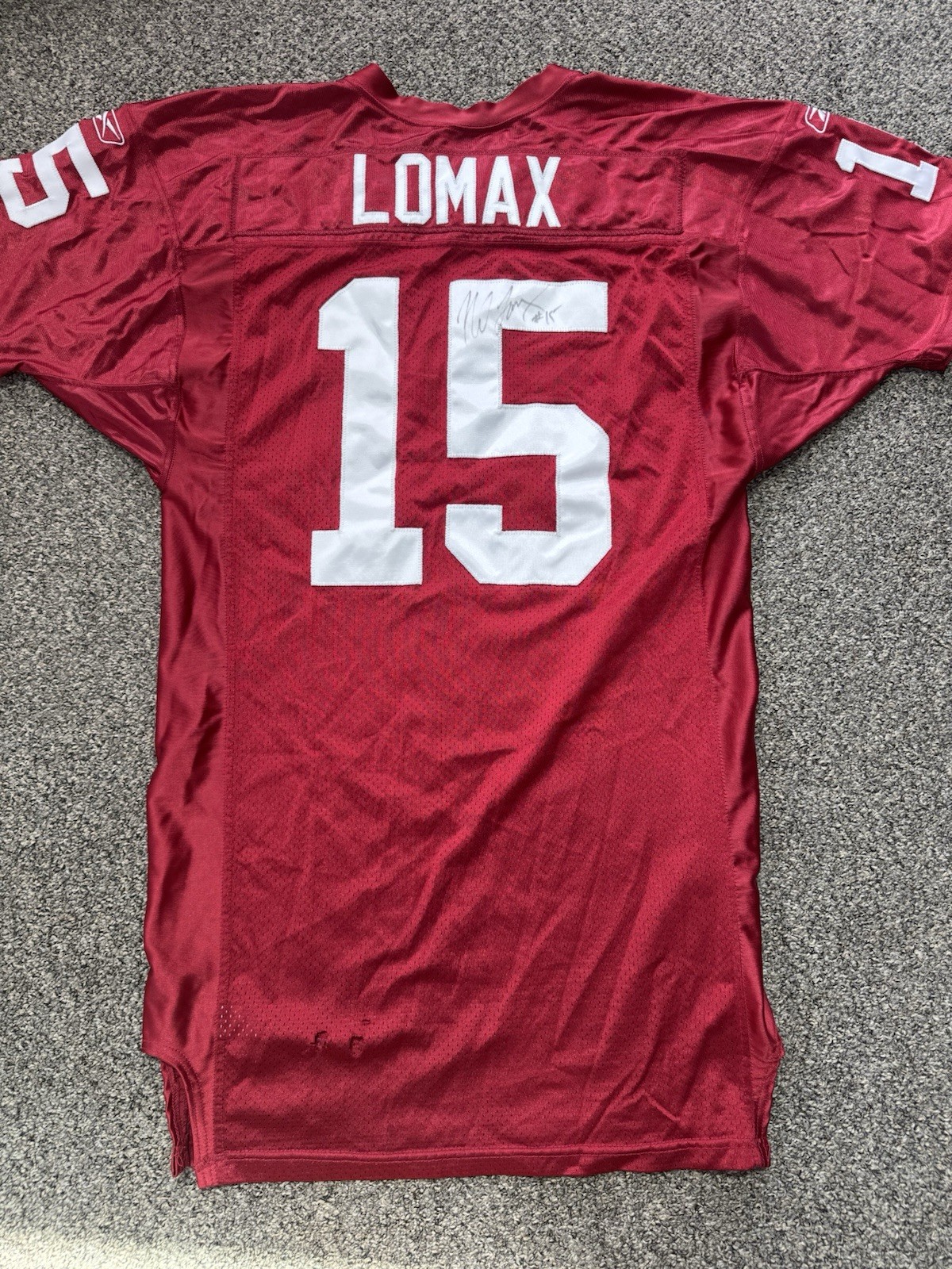 Vintage Neil Lomax Signed #15 Cardinals Jersey Reebok NFL Size 46 Red Athletic Vintage Neil Lomax Signed #15 Cardinals Jersey Reebok NFL Size 46 Red Athletic