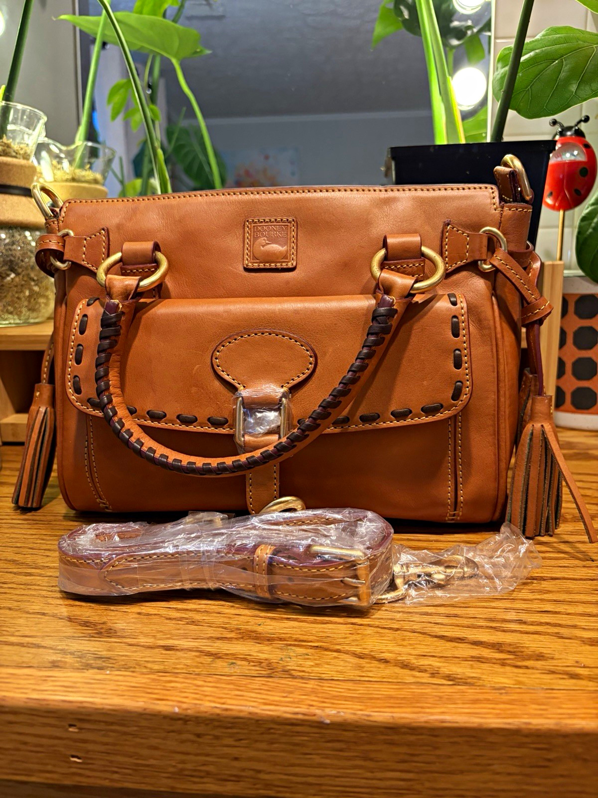 Dooney & Bourke Florentine Toscana Front Pocket Satchel Natural Leather Bag Dooney & Bourke Florentine Toscana Front Pocket Satchel Natural Leather Bag
