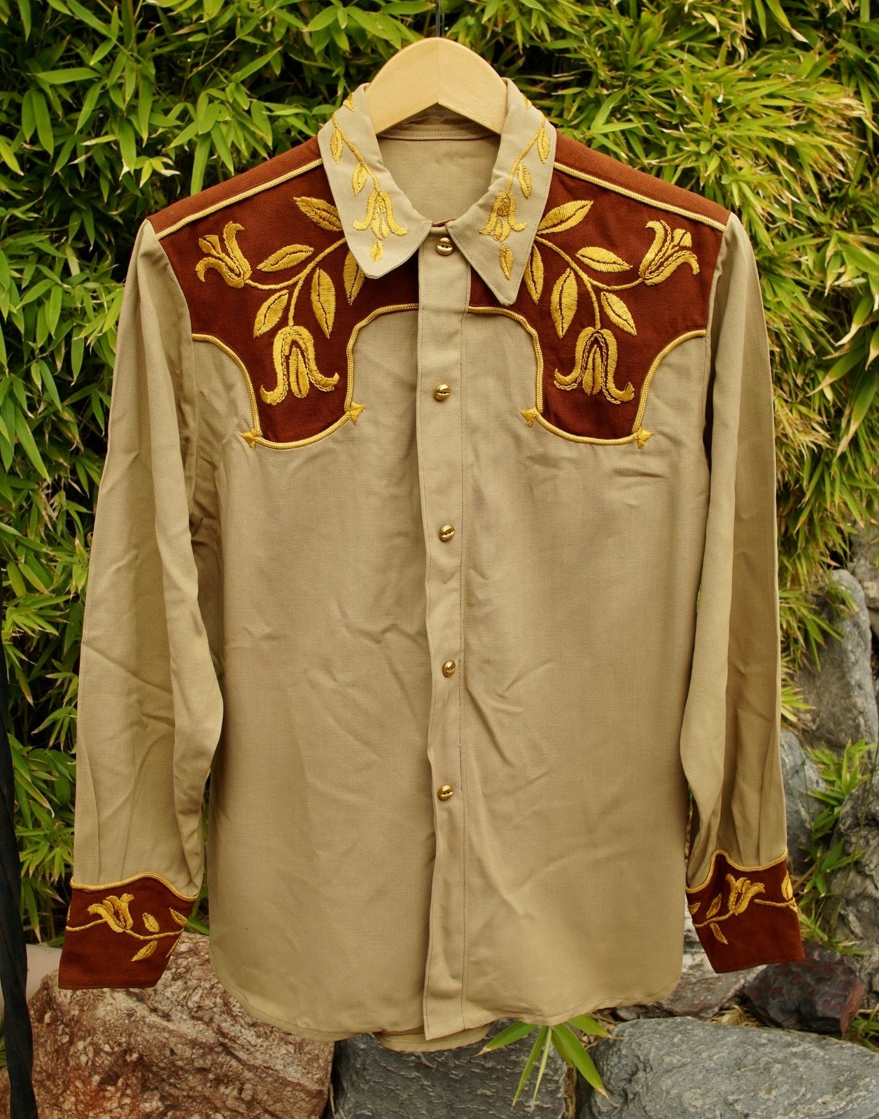 Vtg 1940s 1950s Western Shirt Half Zip Cowboy Embroider Cowgirl Women Rockabilly