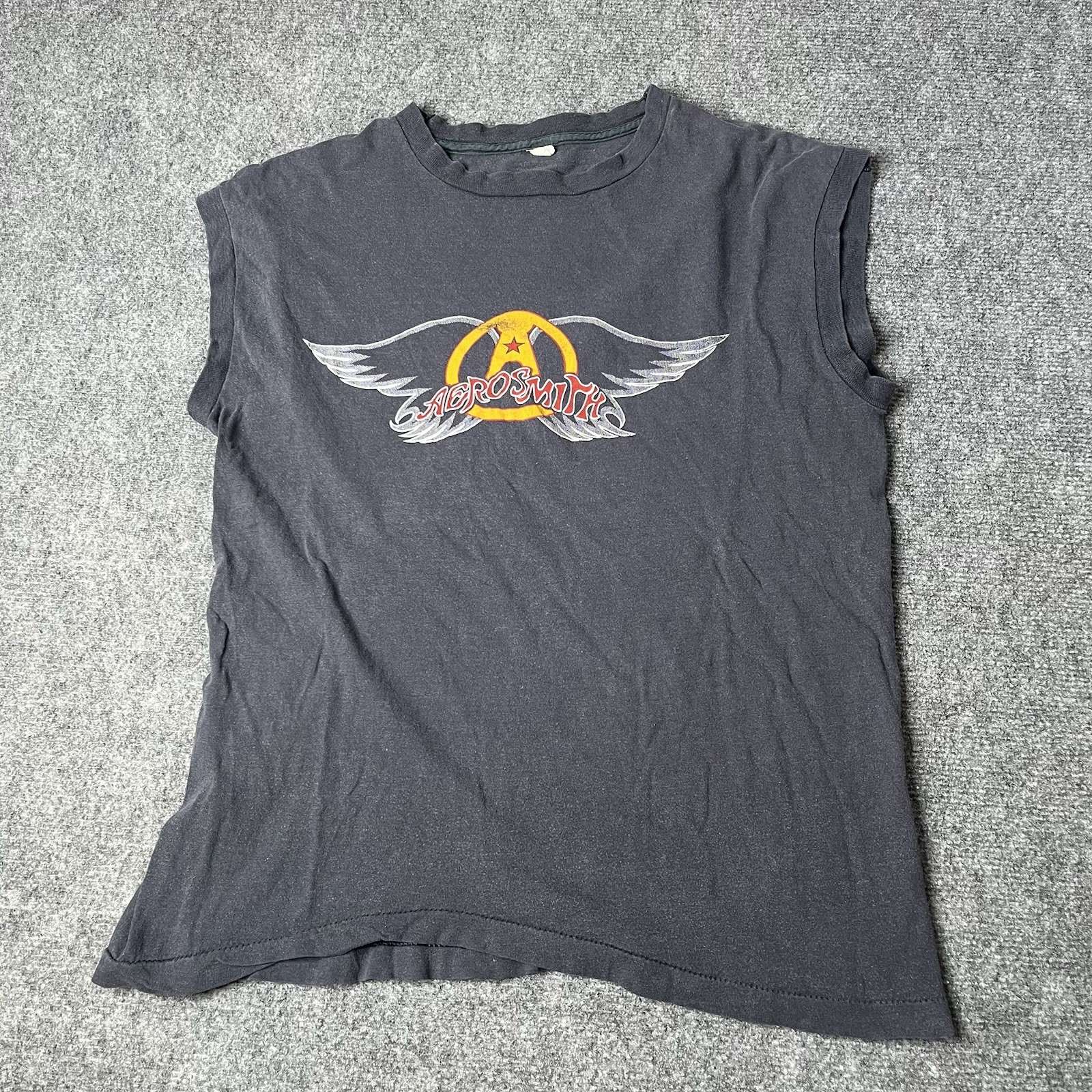 Vtg 1984 Aerosmith Back In The Saddle Tour T-shirt Sleeveless Band Tee Mens L