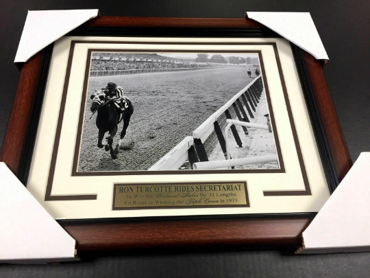 RON TURCOTTE SECRETARIAT TRIPLE CROWN WINNER 1973 FRAMED 8x10 PHOTO BELMONT RON TURCOTTE SECRETARIAT TRIPLE CROWN WINNER 1973 FRAMED 8x10 PHOTO BELMONT