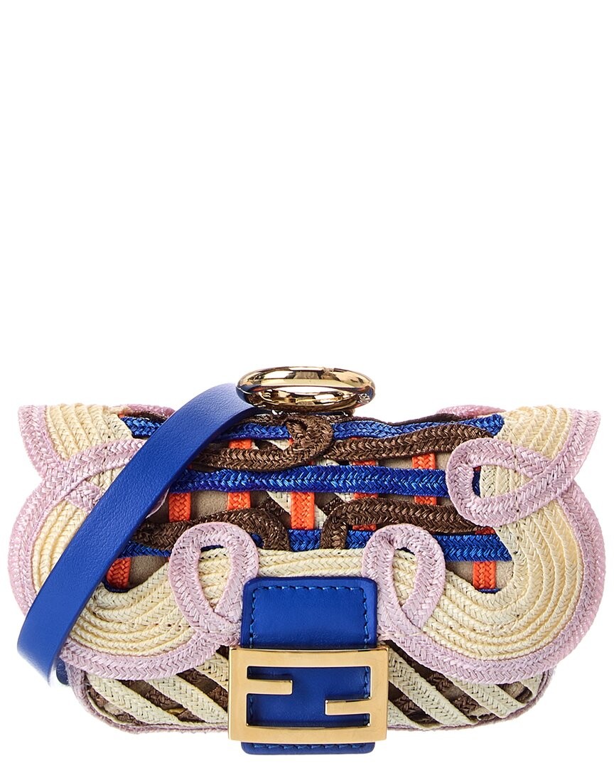 Fendi Baguette Embroidered Leather Bag Charm Women\'s