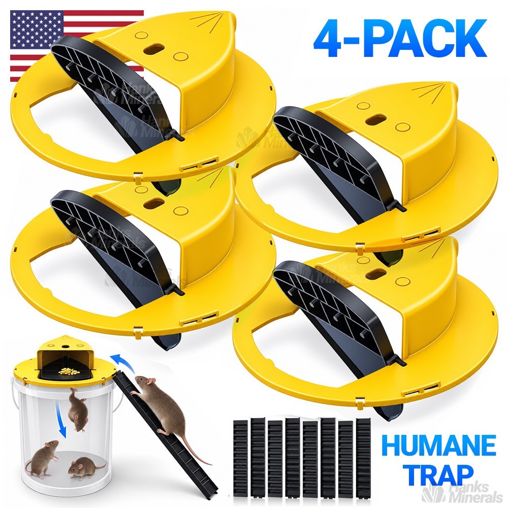 4-Pack Mouse Rat Trap Bucket Lid Flip Slide Mouse Trap Humane Catcher Mousetrap