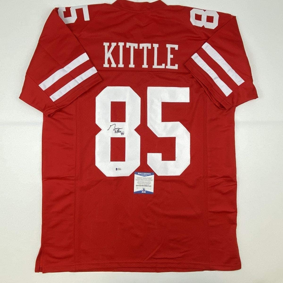 Autographed/Signed GEORGE KITTLE San Francisco Red Jersey Beckett COA Autographed/Signed GEORGE KITTLE San Francisco Red Jersey Beckett COA