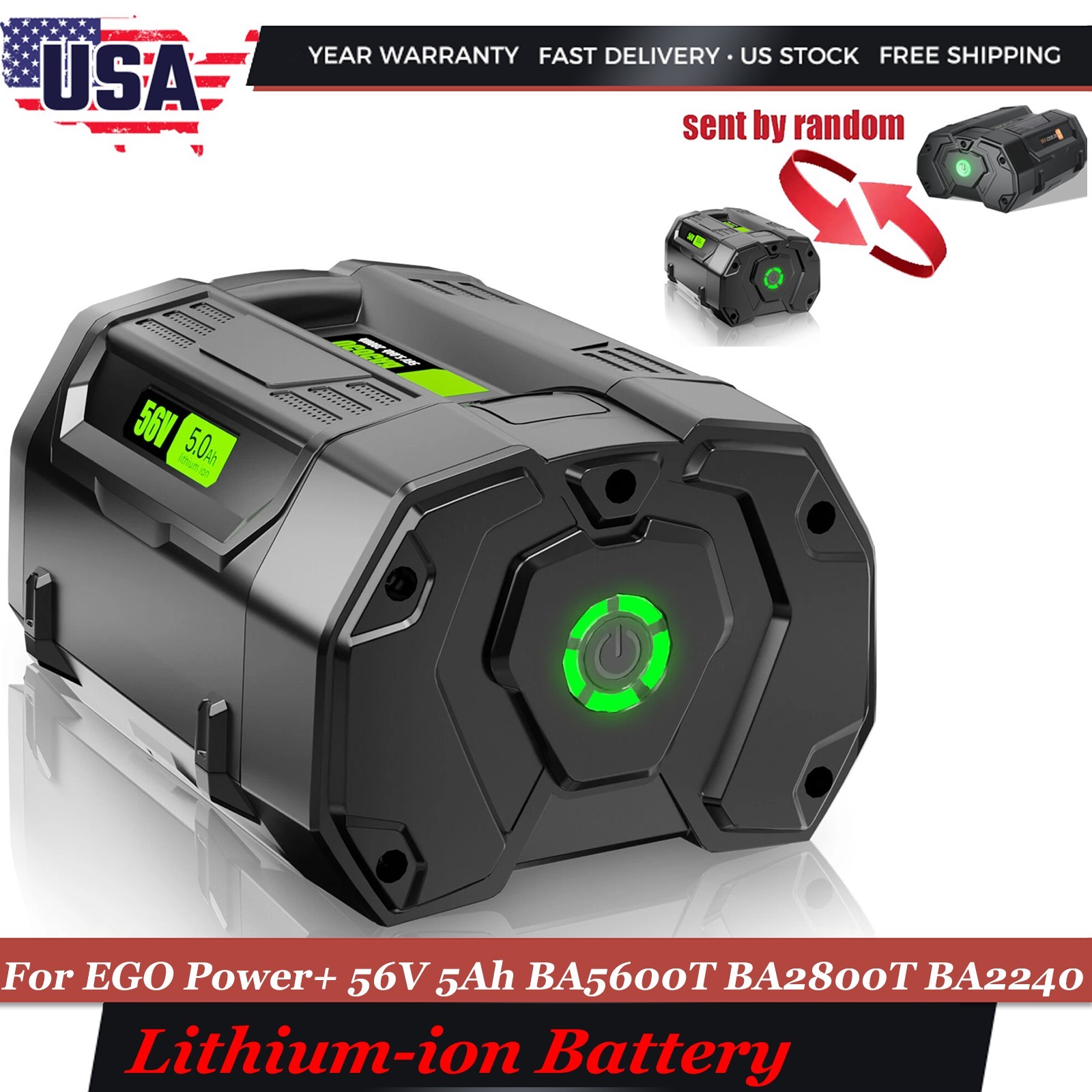 1x 56Volt For EGO 56V 5.0Ah  Lithium-ion Battery BA1400T BA2800 BA4200T BA5600T