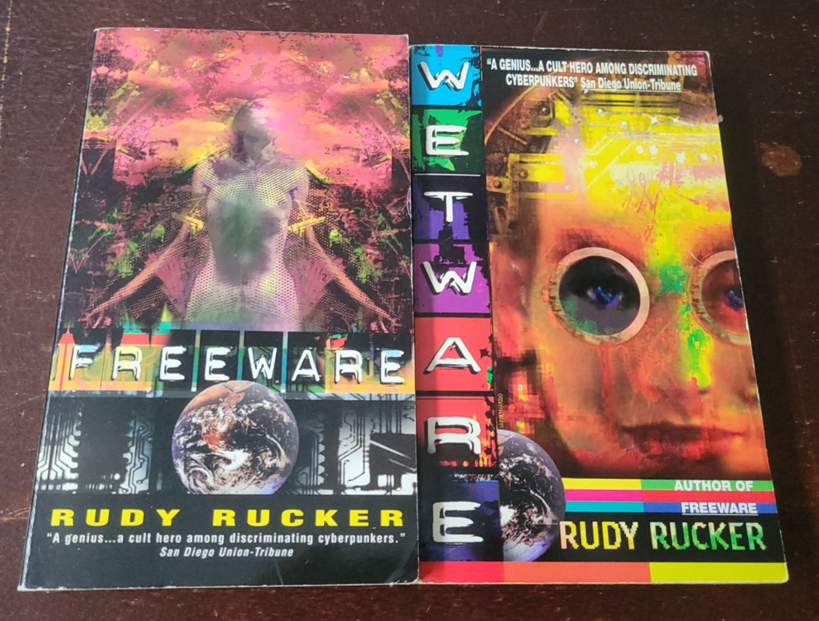 Freeware & Wetware (PB Lot of 2) - Rudy Rucker - Ware Tetrology Cyberpunk
