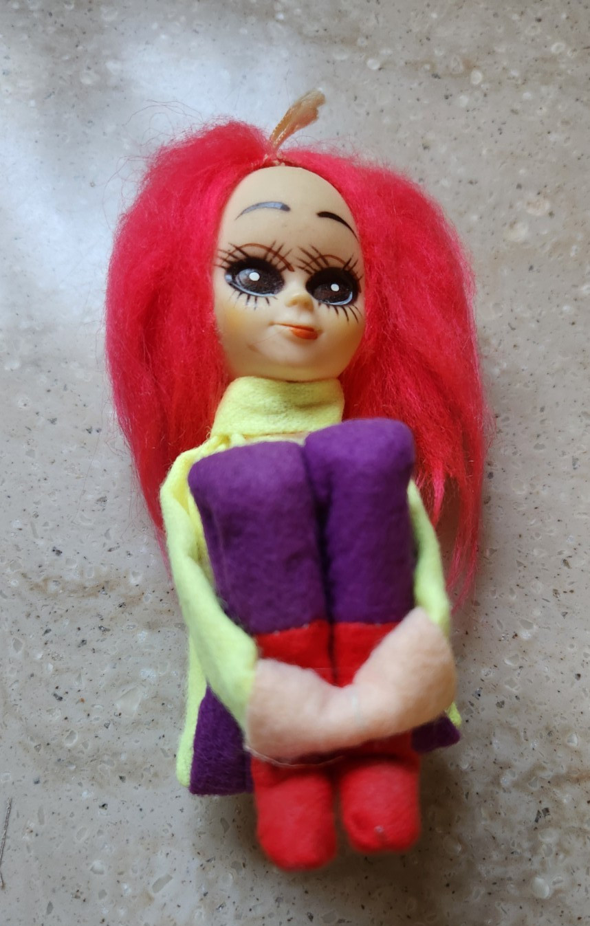 Vintage Mod Girl Jestia Japan Knee Hugger Hot Pink Hair Doll - 1960's MCM Vintage Mod Girl Jestia Japan Knee Hugger Hot Pink Hair Doll - 1960's MCM