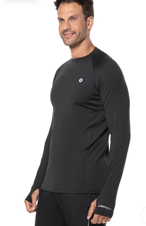Coolibar Men\'s Large Agility Long Sleeve Performance T-Shirt Thumbholes UPF 50