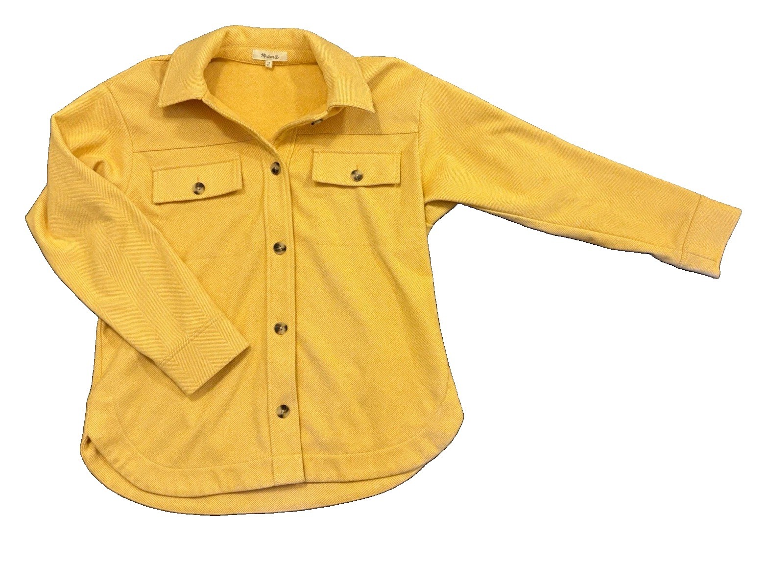 NWOT Madewell Brushed Herringbone Knit Shirt Shacket XS Candle Flame Yellow NWOT Madewell Brushed Herringbone Knit Shirt Shacket XS Candle Flame Yellow