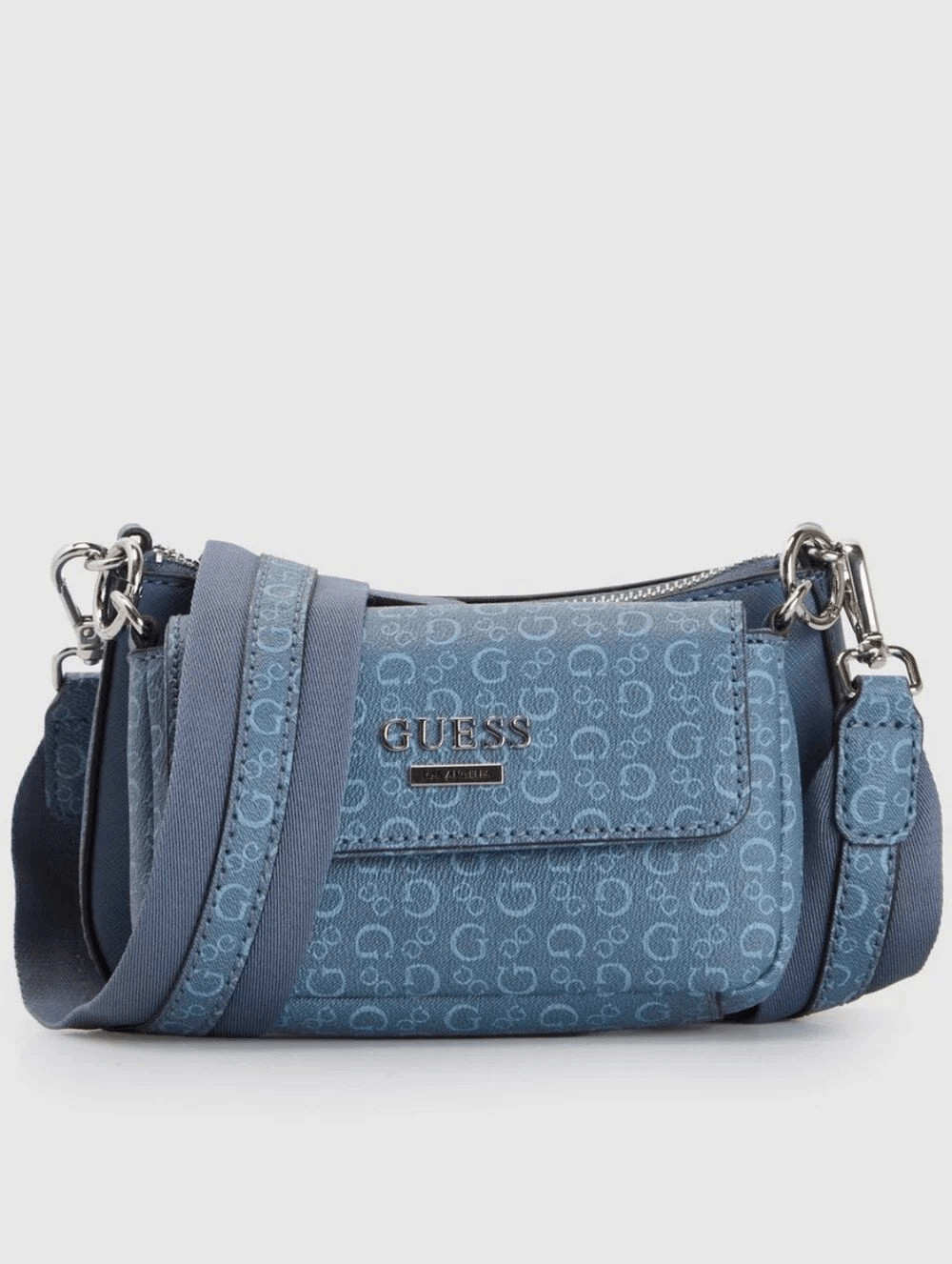 GUESS Light Blue Logo Jacquard Crossbody Bag