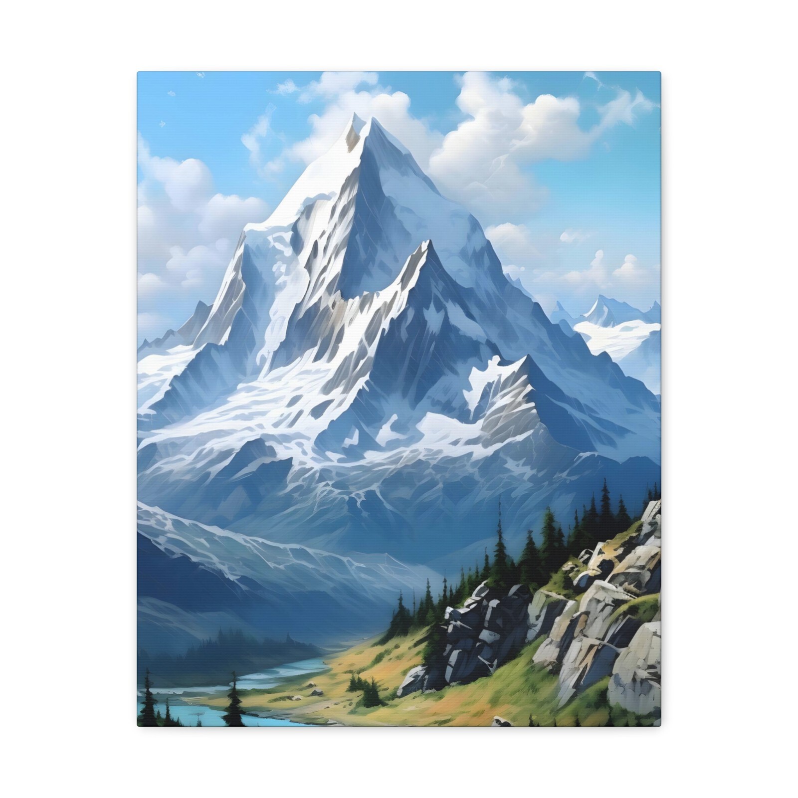 16x20 Canvas Print - Majestic Mountain Peaks, Realistic Nature Art, Wall Art