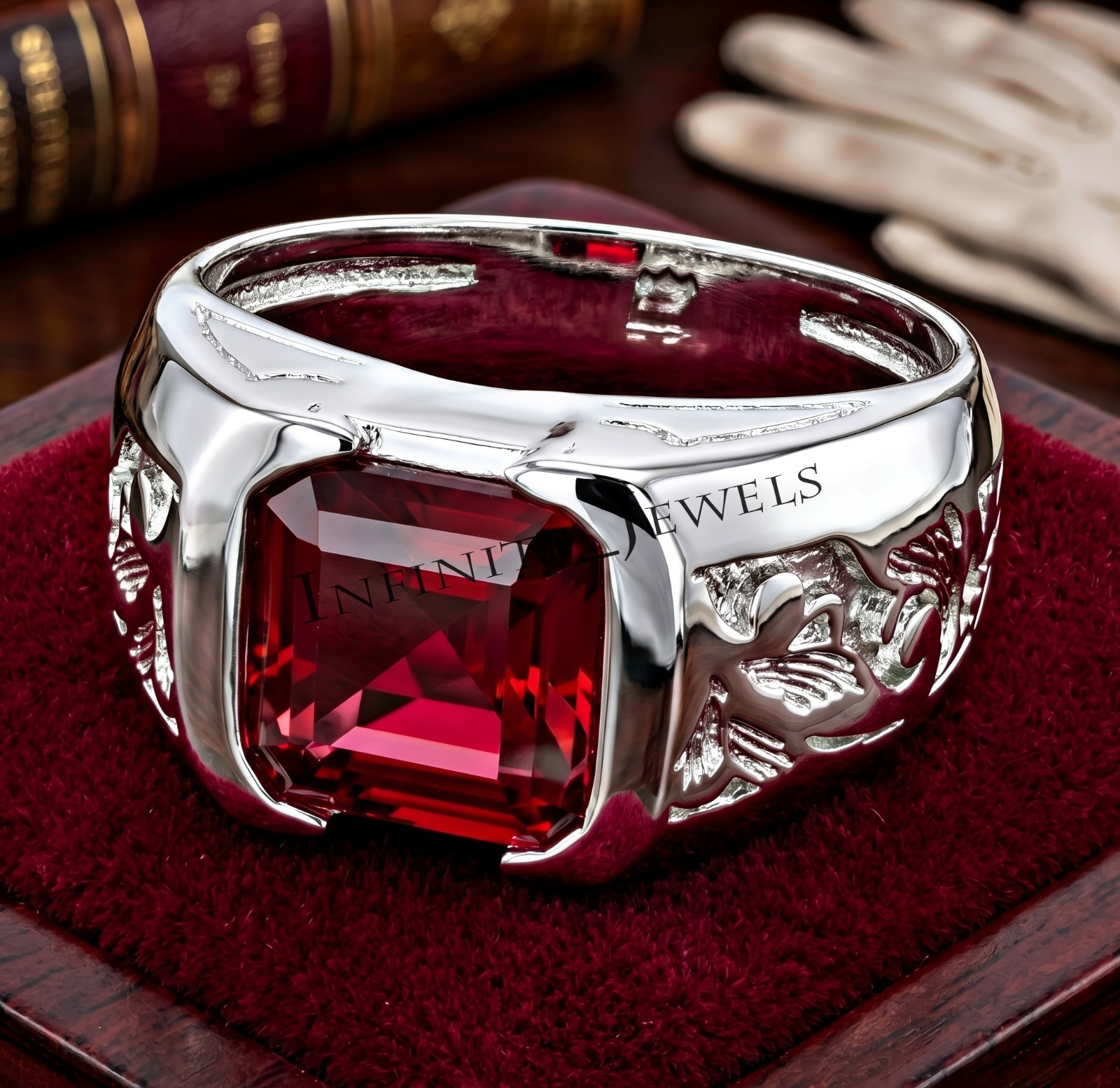 Natural Ruby Ring Men\'s 925 Sterling Silver Ring Handmade Engagement Man\'s Ring