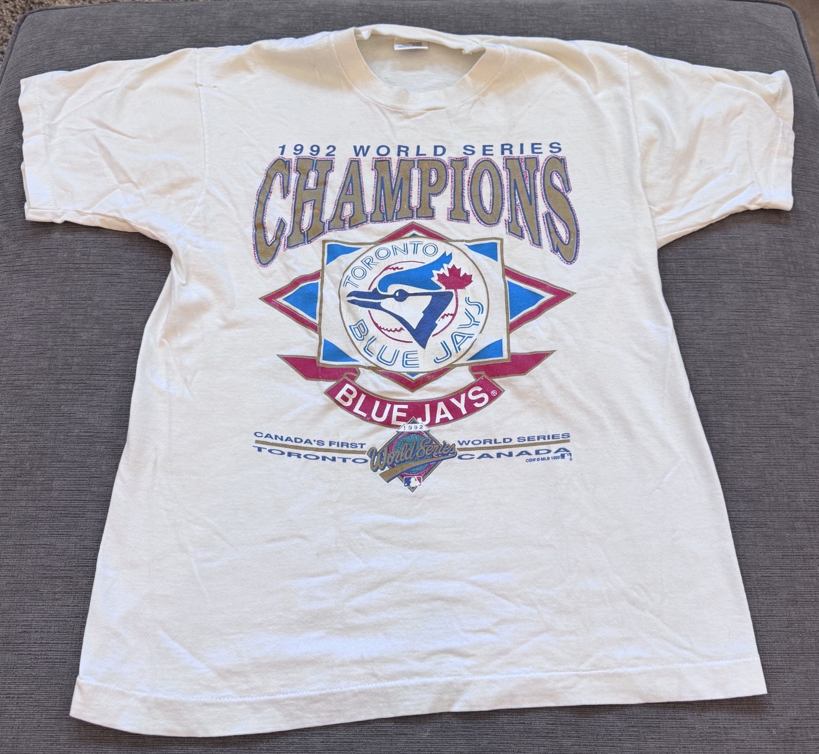 Vintage 1992 Toronto Blue Jays MLB World Series T Shirt L Fruit of the Loom