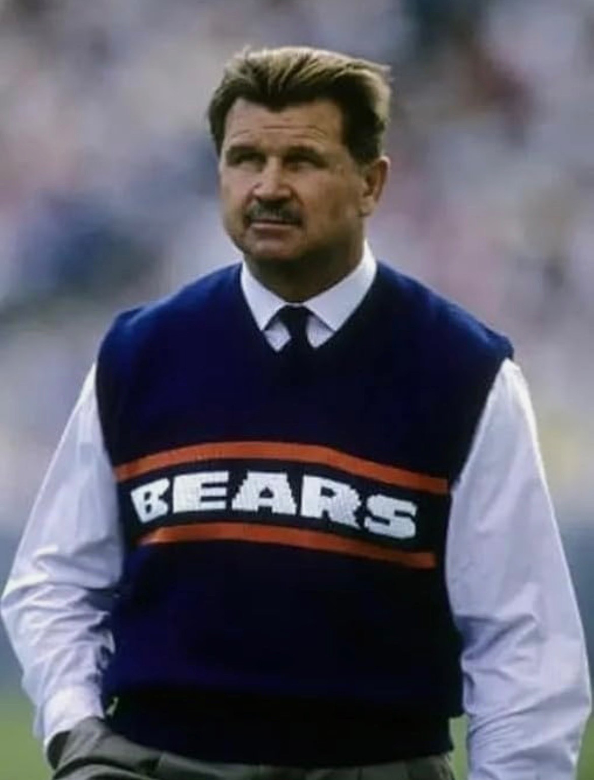 Mike Ditka Chicago Wool Vest Bears Sweater – Classic Sleeveless Pullover