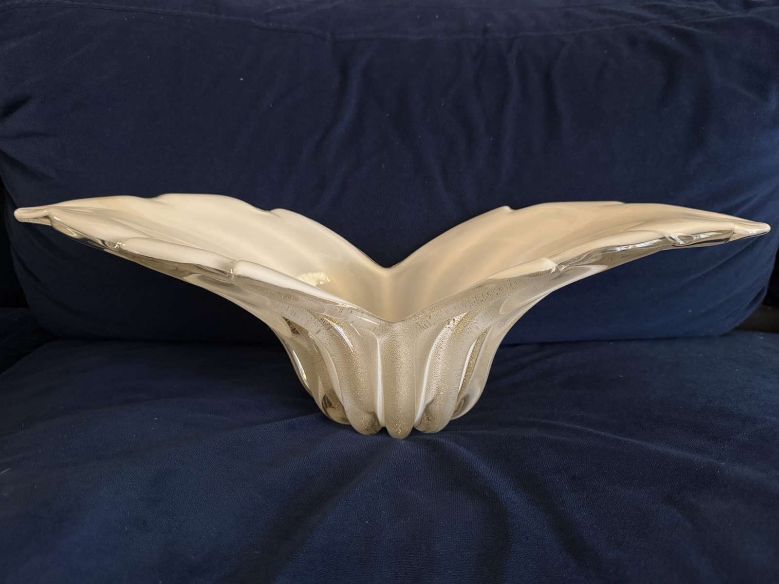 Alfredo Barbini Murano Italian winged Art glass console bowl Alfredo Barbini Murano Italian winged Art glass console bowl