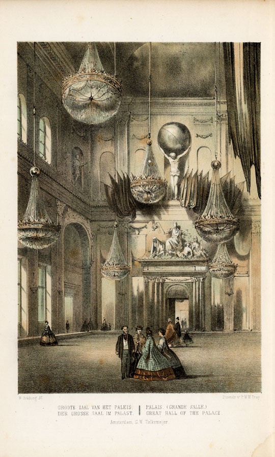 Antique Print-AMSTERDAM-ROYAL PALACE GREAT HALL-1869